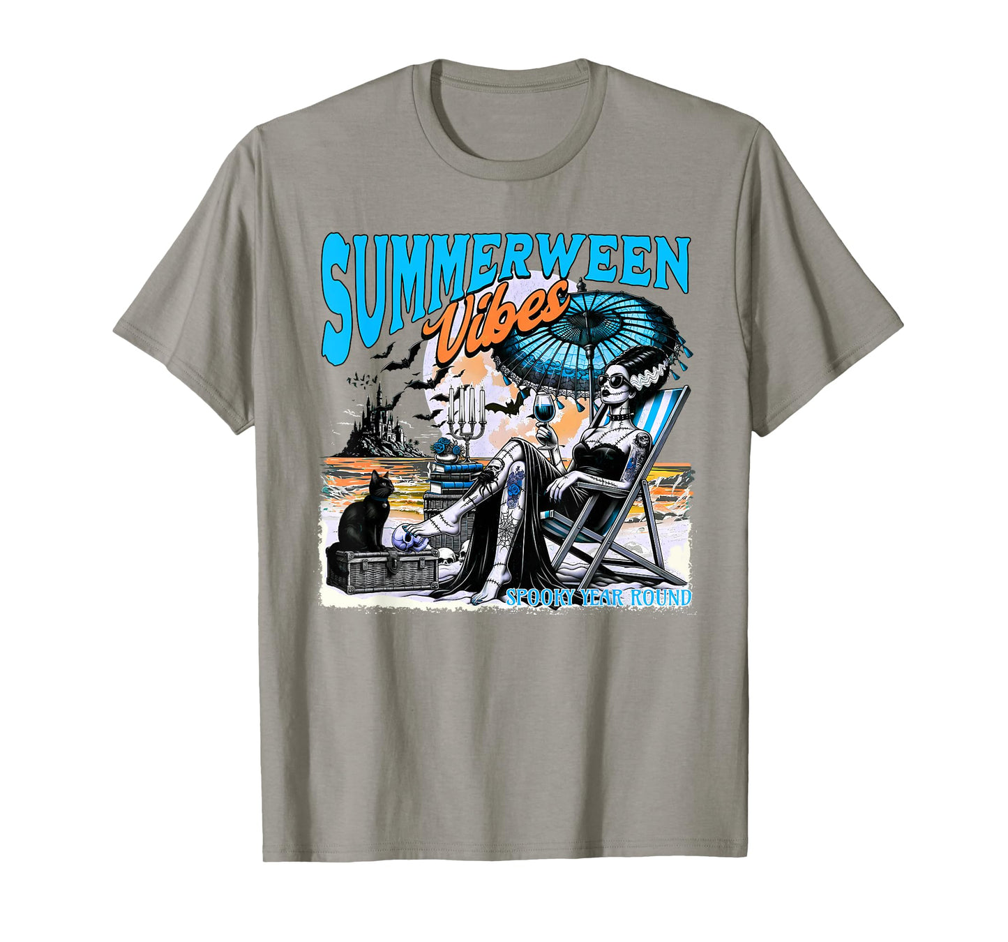 Bride Of Frankenstein, Summerween Vibes Spooky Year Round T-Shirt