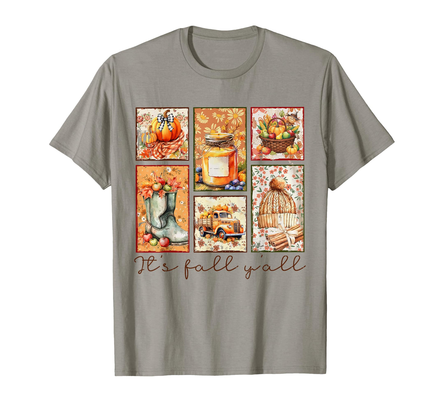 Retro Funny Its Fall Yall Autumn Pumpkin Cute Cozy Season T-Shirt