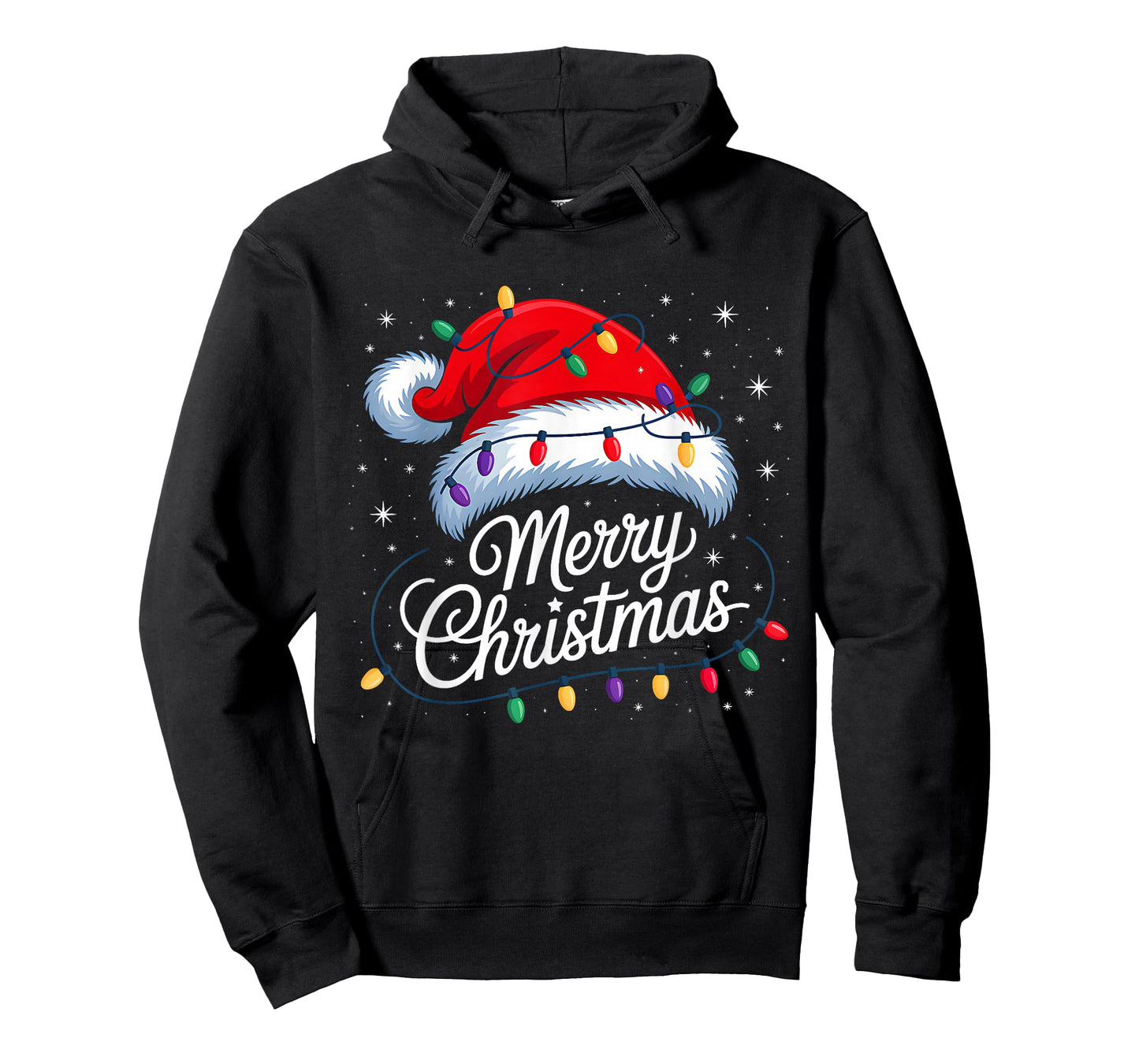 Merry Christmas Lights Red Santa Hat Xmas Family Men Women T-Shirt