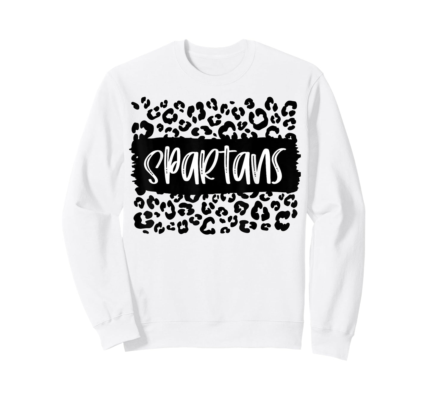 Spartans Team Mascot School Spirit Game Night Leopard Print T-Shirt