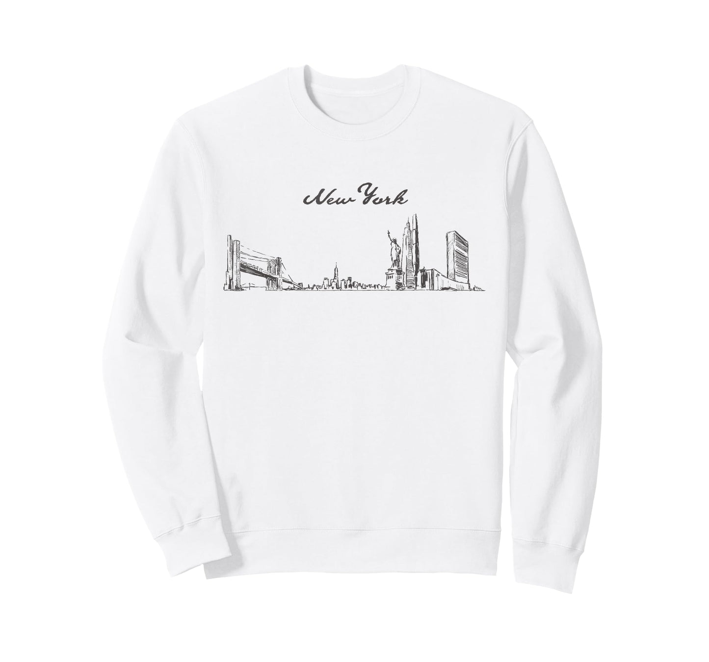 New York City Skyline,Hand-drawn Landmarks NYC Vintage Style T-Shirt