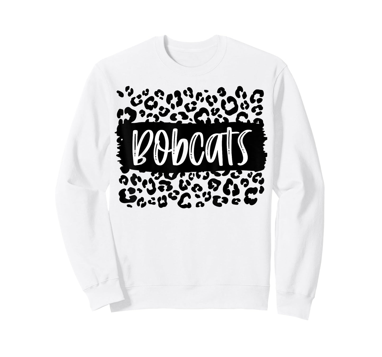 Bobcats Team Mascot School Spirit Game Night Leopard Print T-Shirt