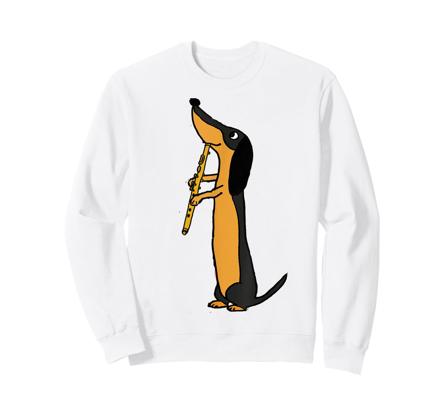 Smiletodaytees Fun Dachshund Dog Playing Flute Men Women Kids T-Shirt