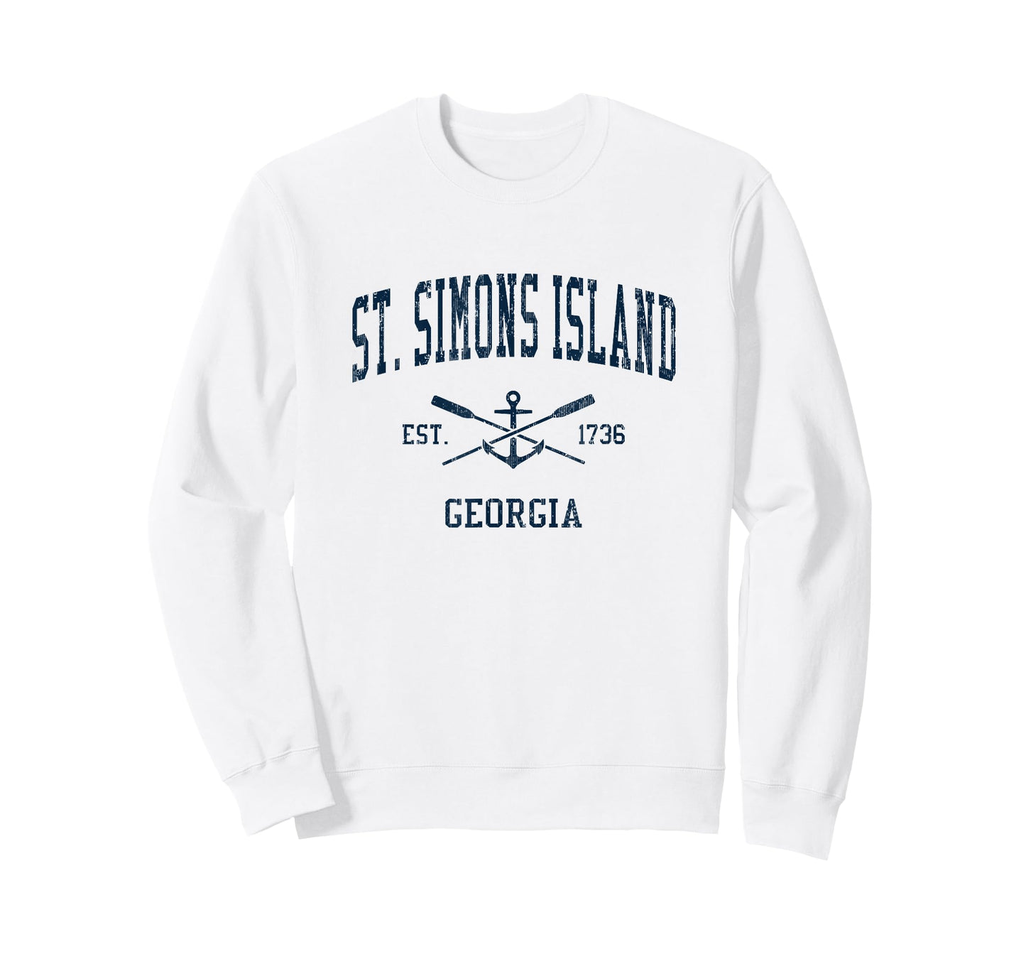 St. Simons Island GA Vintage Navy Crossed Oars & Boat Anchor T-Shirt