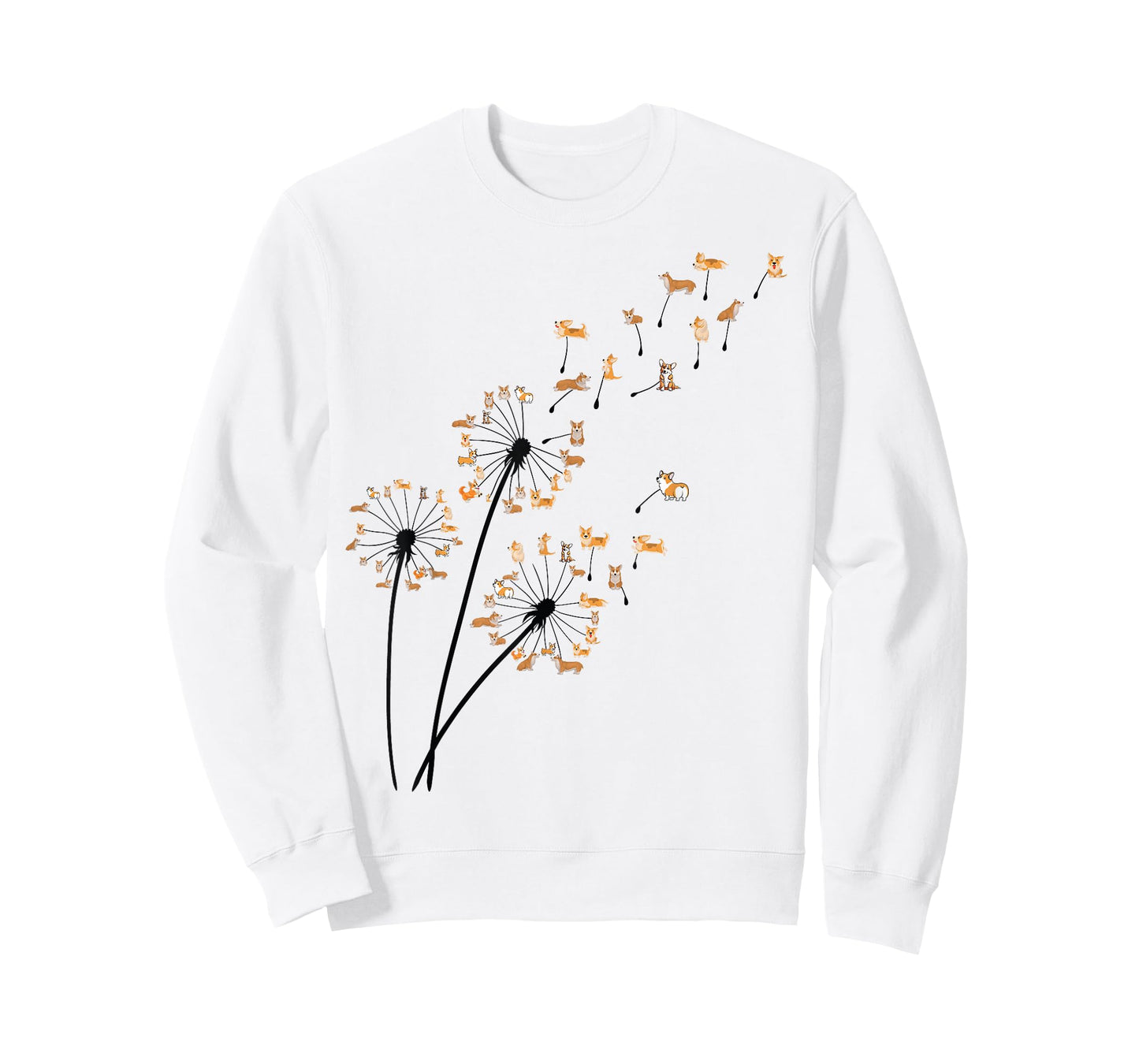 Corgi Dog Shirt Flower Fly Dandelion Cute Dog Lover Funny T-Shirt