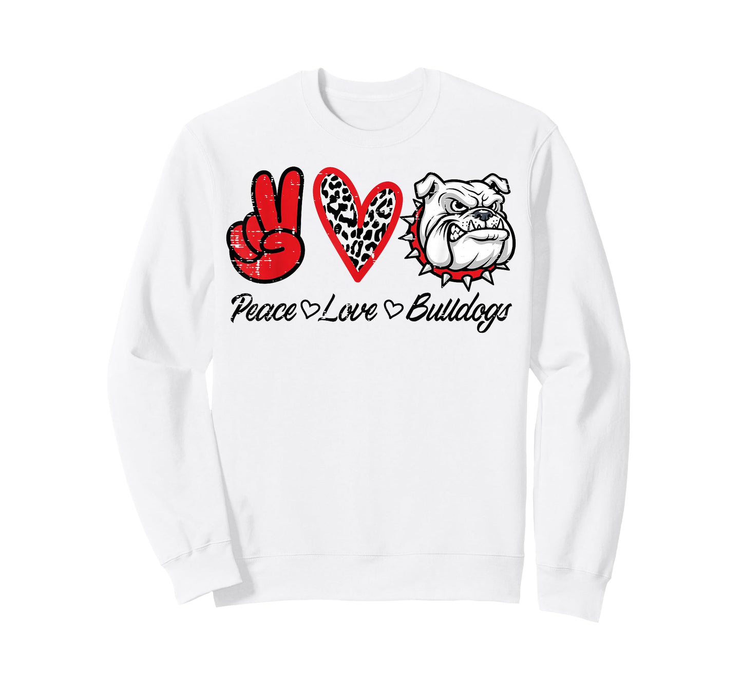 Peace Love Bulldog Men Kids Boys Girls Youth Women Teen T-Shirt