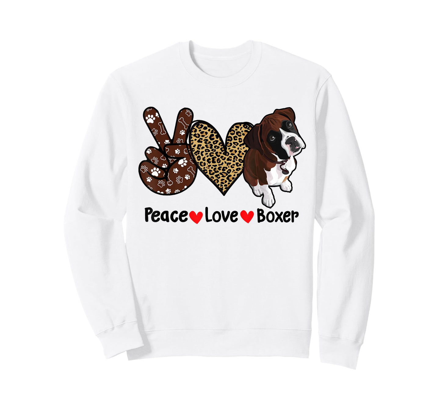 Peace Love Boxer Funny Boxer Mom Dog Mom Dog Lover T-Shirt