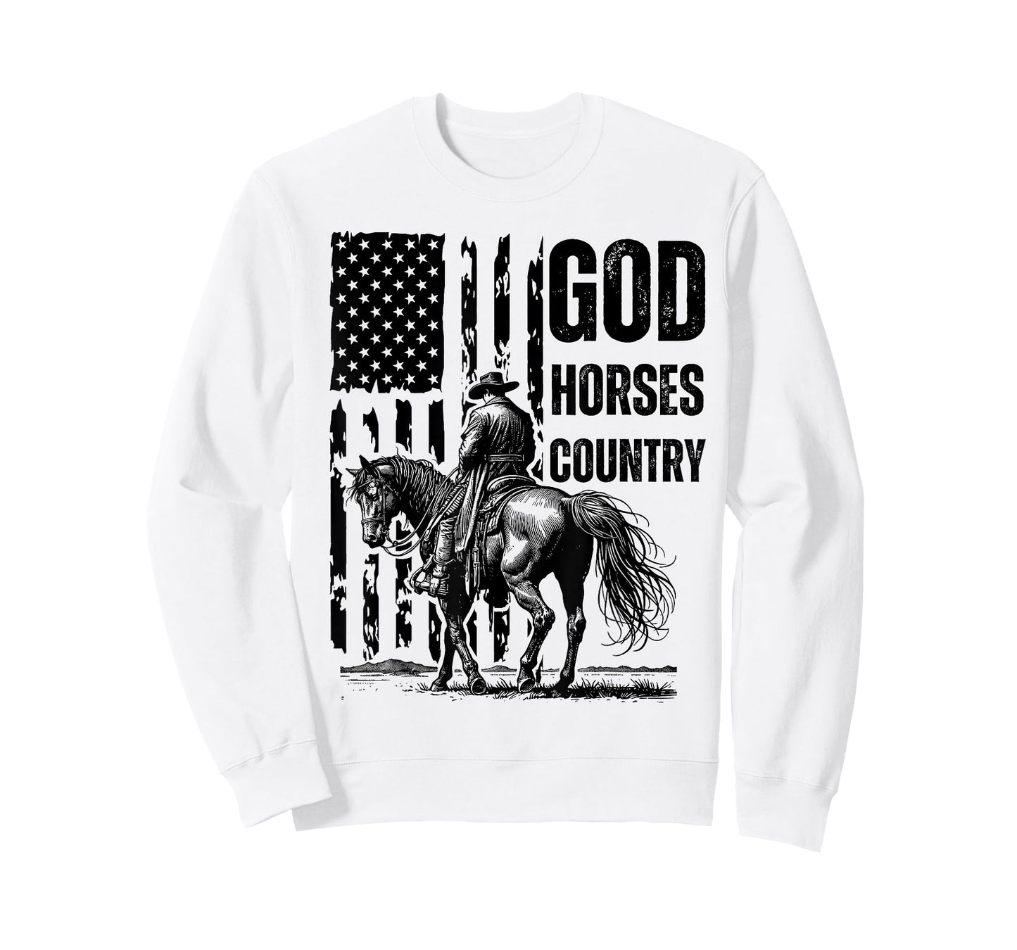 God Horses Country Christian Cowboy & American Patriot T-Shirt - Unisex-Adults, Grey, Small, Short Sleeve