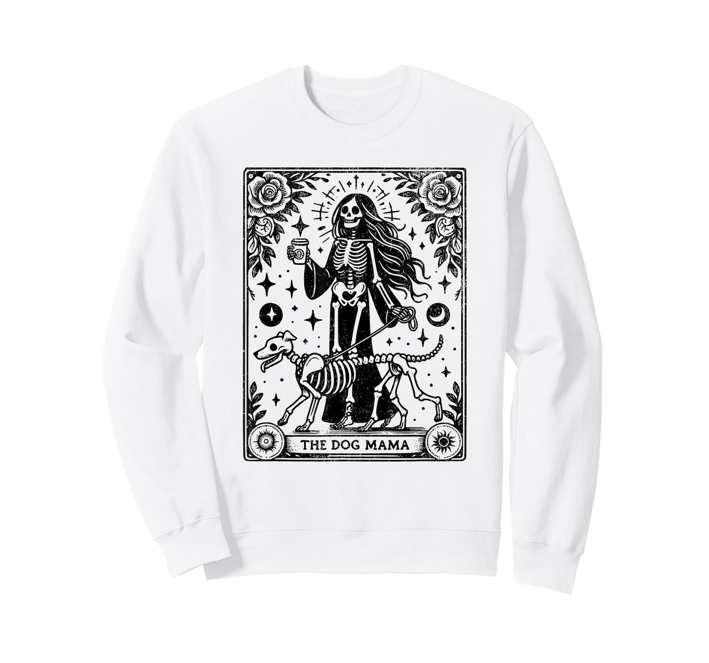The Dog Mama Tarot Card Funny Skeleton Dog Mom Mother's Day T-Shirt for Men Women