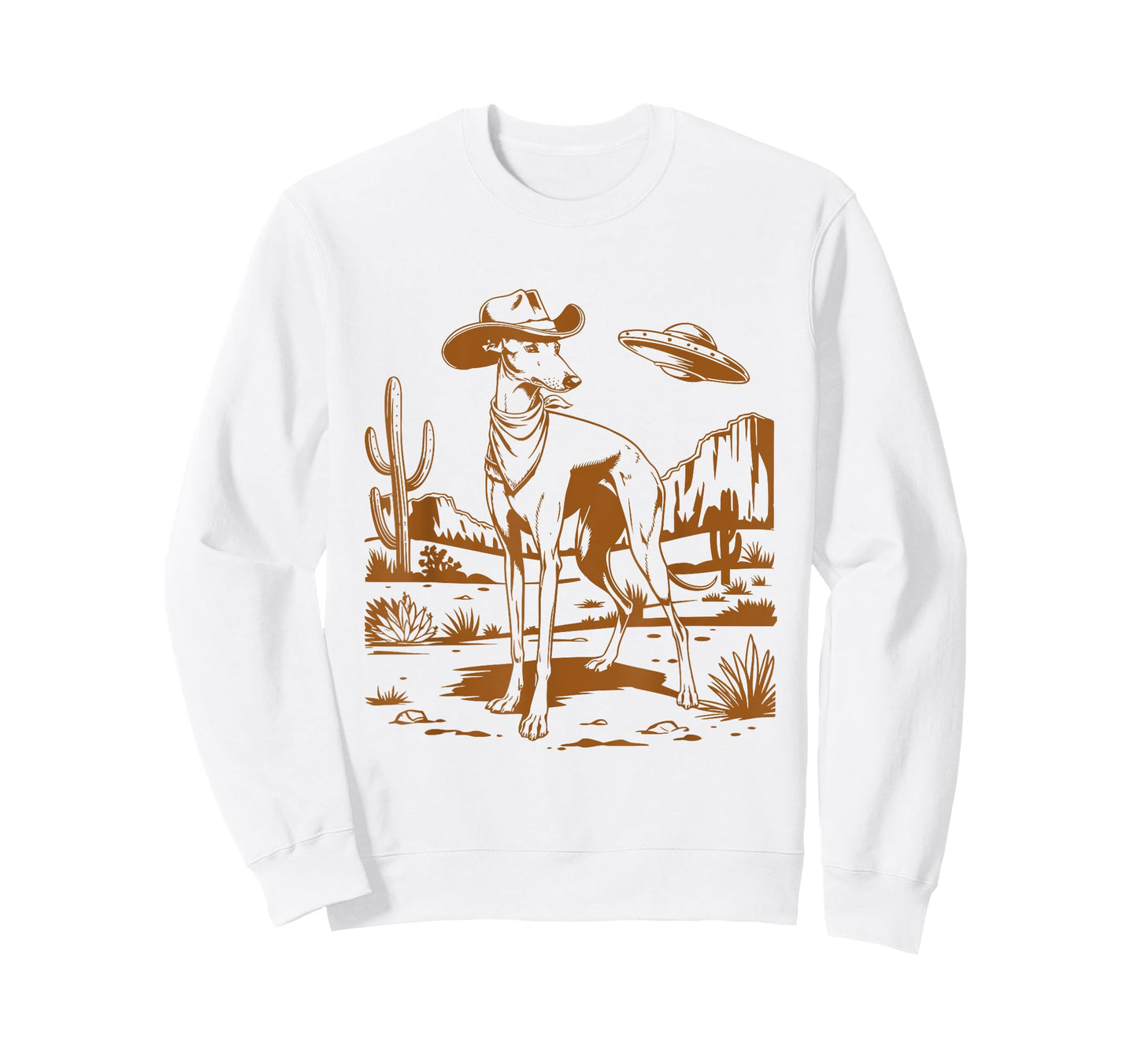 UFO Greyhound Western Alien Vintage 90s Whippet Cowboy Dog T-Shirt