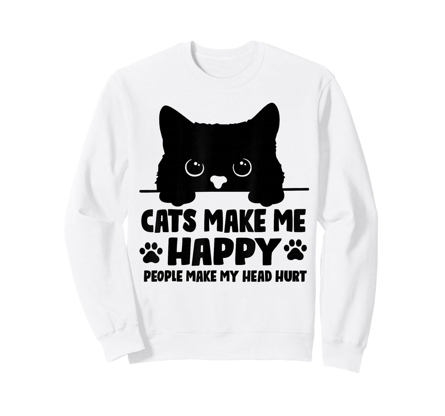 Cats Make Me Happy Humans Make My Head Hurt Black Cat Lover T-Shirt