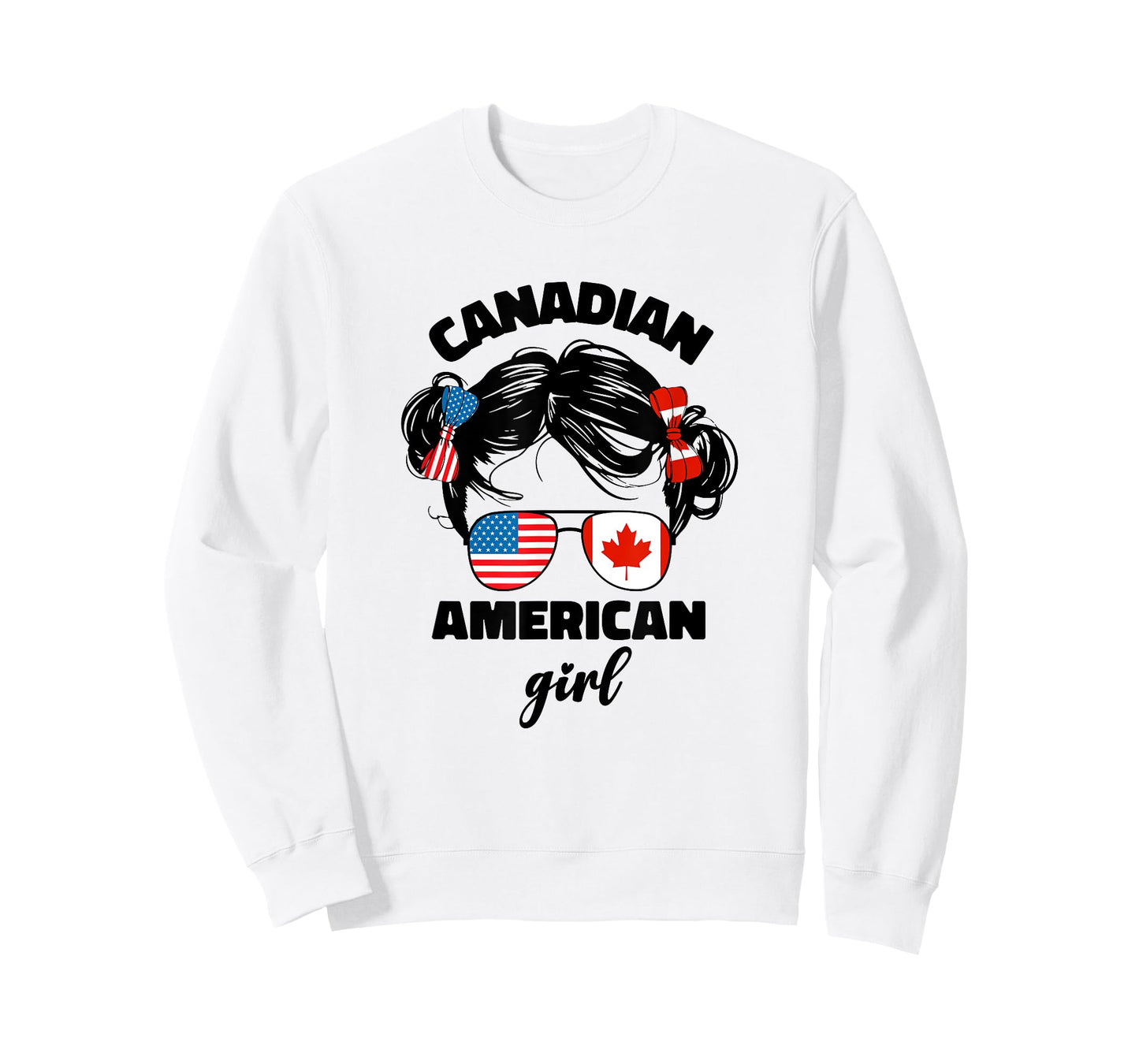Half Canadian And American America Canada Usa Flag Kids Girl T-Shirt