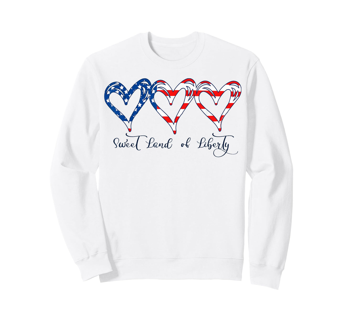 USA Flag Patriotic Hearts 4th of July Sweet Land of Liberty T-Shirt