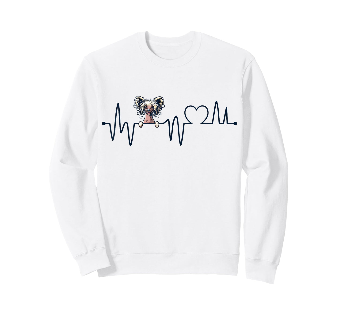 Chinese Crested Dog Heartbeat - Men Women Kids Crested Lover T-Shirt