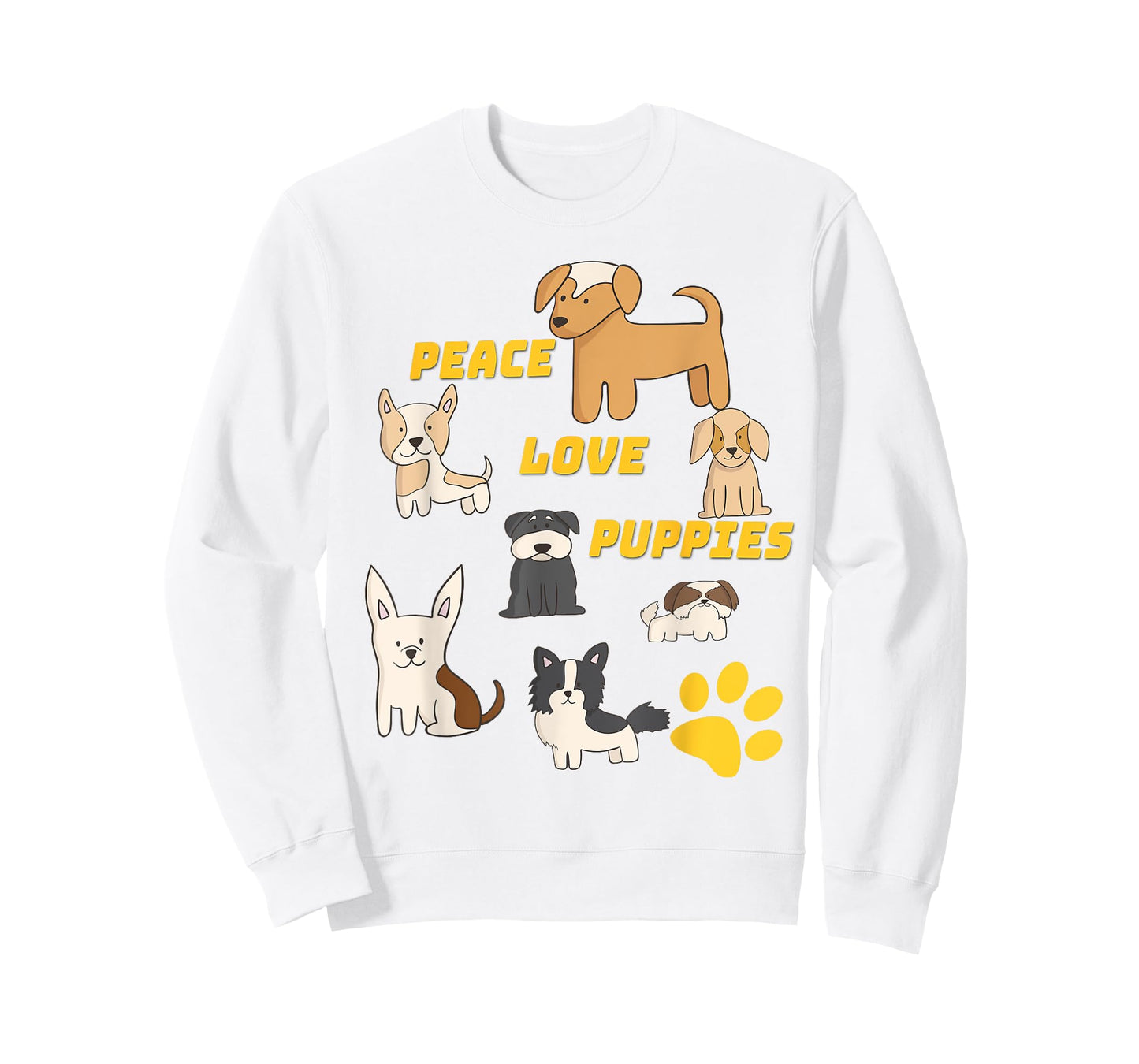 Peace Love Puppies Paw Print T Shirt