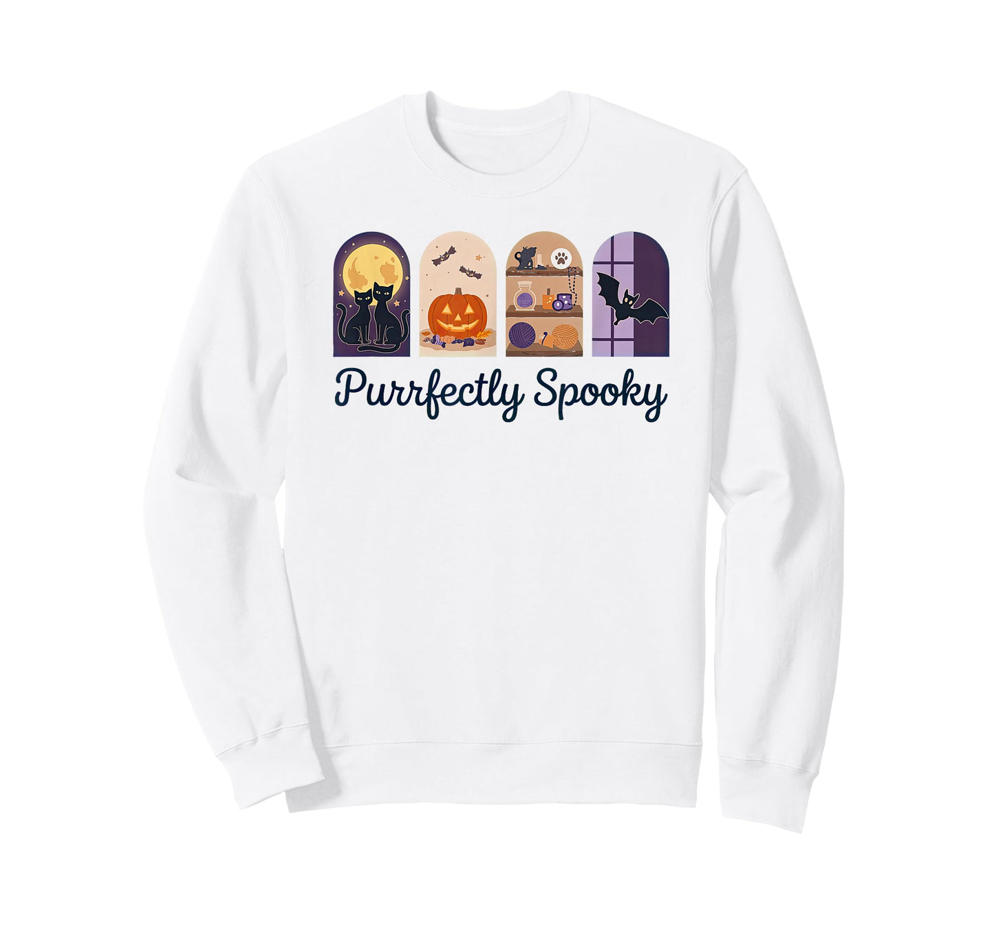 Cute Halloween Black Cats Funny Saying Purrfectly Spooky T-Shirt
