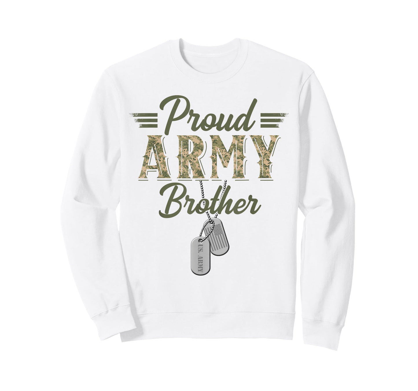 Proud Army Brother Military Brother with Dog Tag US Flag T-Shirt