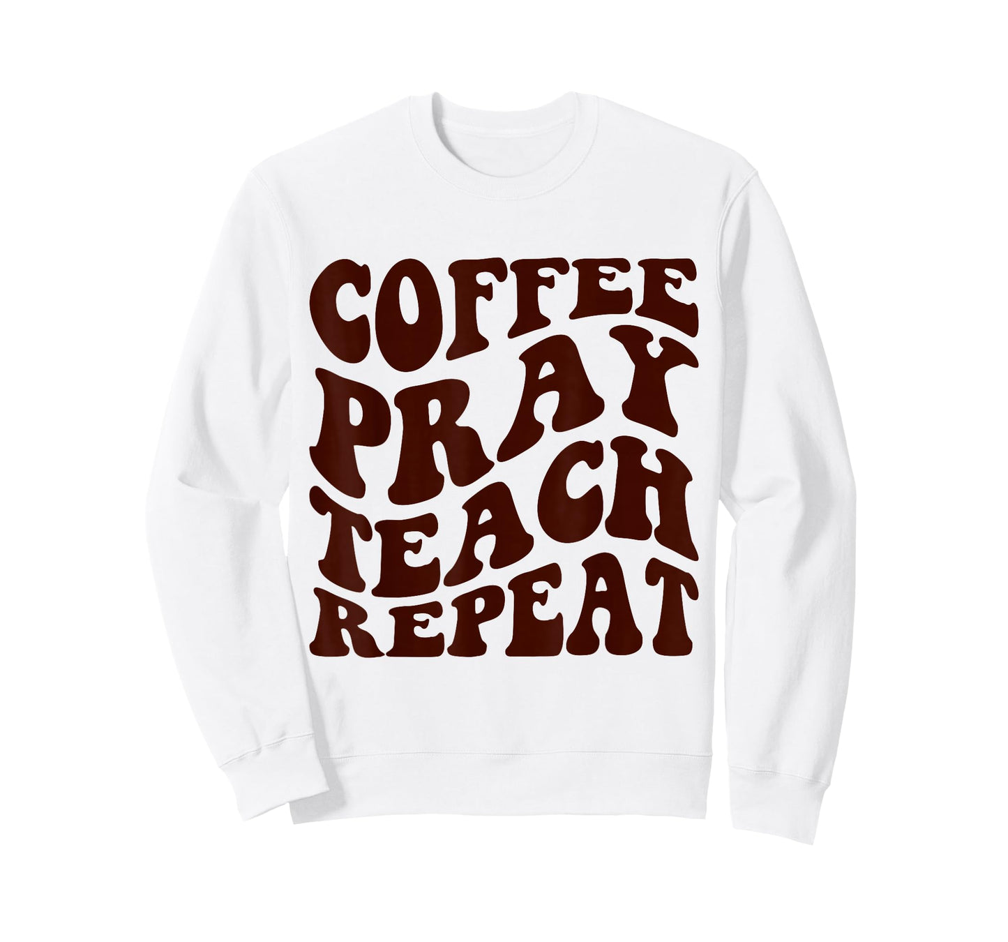 Homeschool Mom Coffee Pray Teach Repeat Retro Groovy T-Shirt