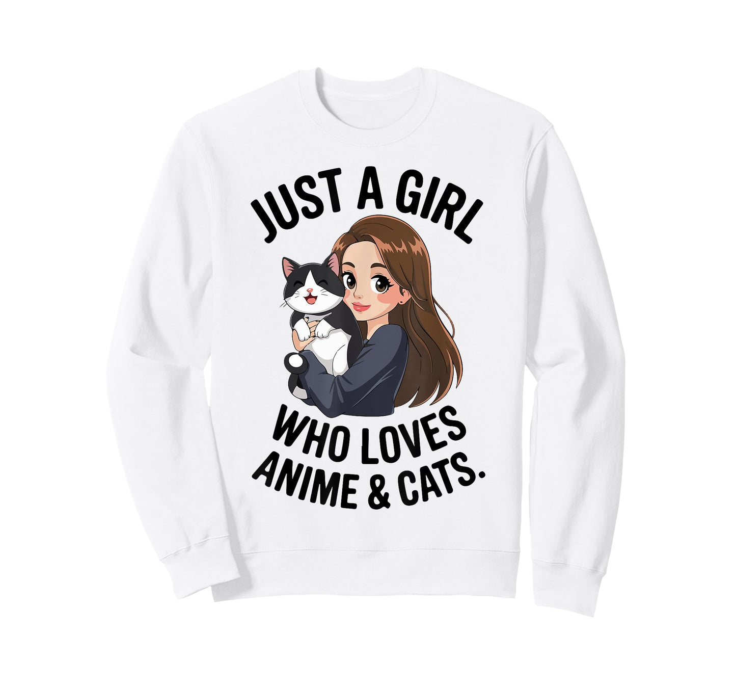 Just A Girl Who Loves Anime & Tuxedo Cats Cute Mama Mom Teen T-Shirt