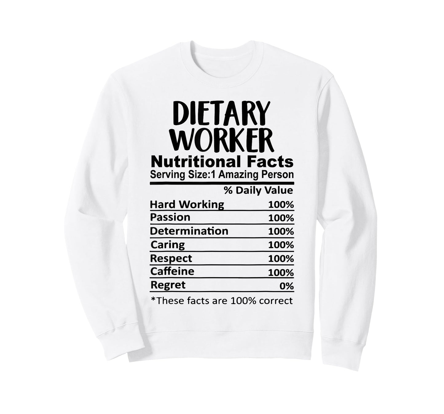 Dietary Worker Nutrition Facts Funny T-Shirt
