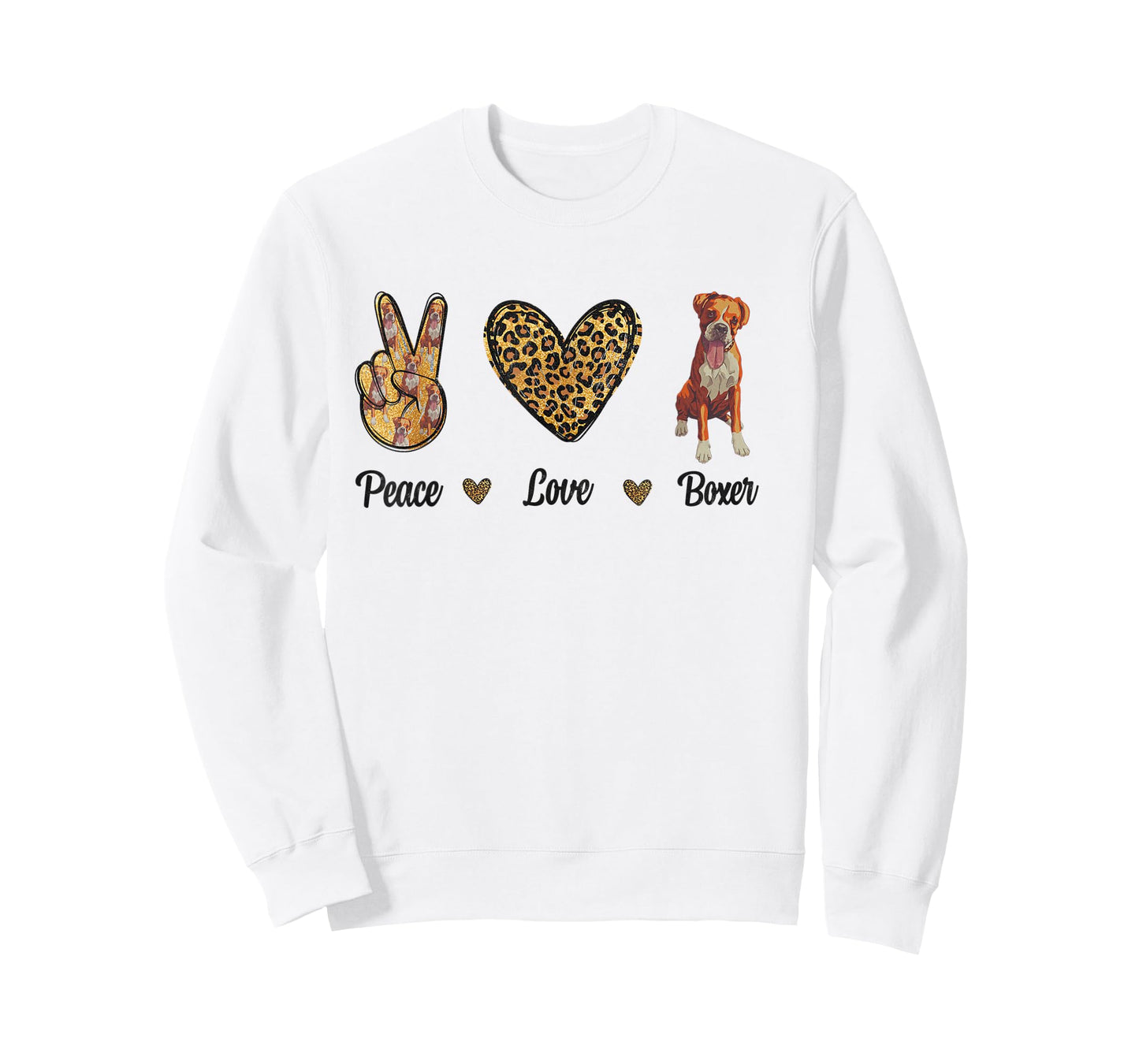 Peace Love Boxer Animal Lover Pet Dog Puppy Owner Leopard T-Shirt for Men Women Kids