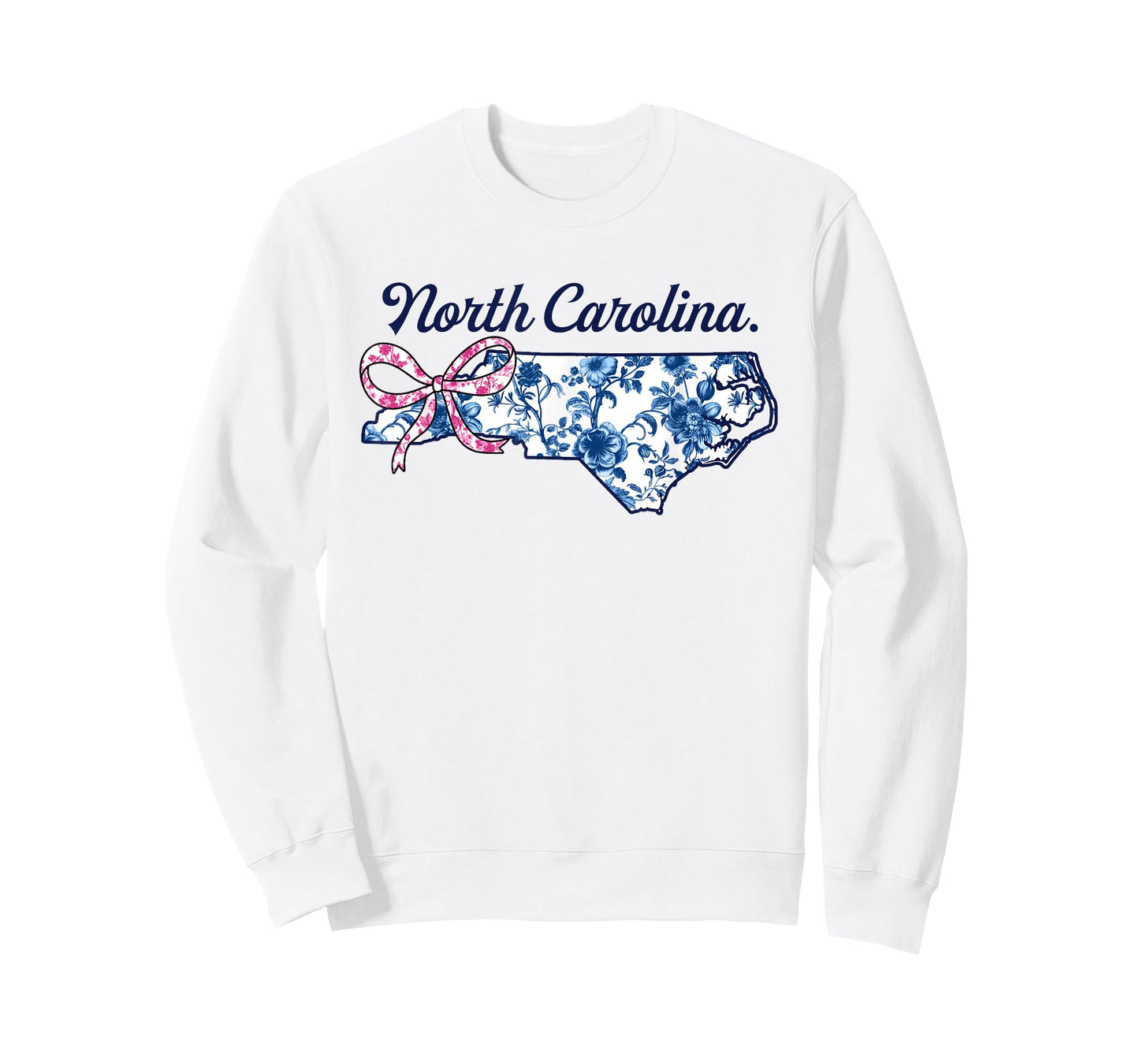 North Carolina State Map Pride Coquette Blue Chinoiserie T-Shirt