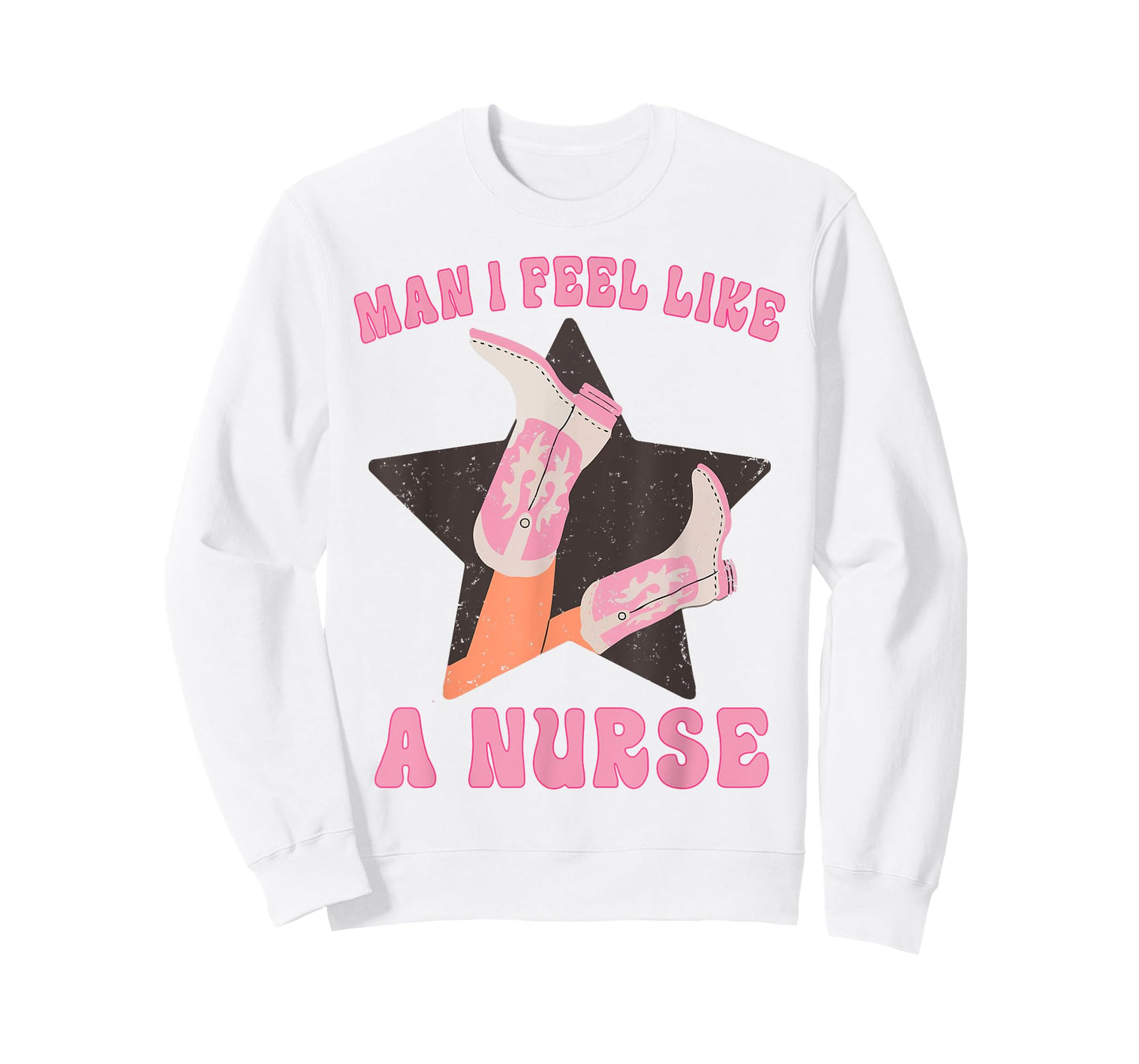 Man I Feel Like A Nurse Groovy Western Country Nurse Cowgirl T-Shirt
