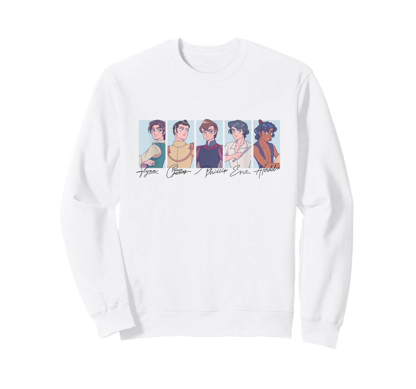 Disney Princess Princes Manga Version Group Shot Big Panels T-Shirt