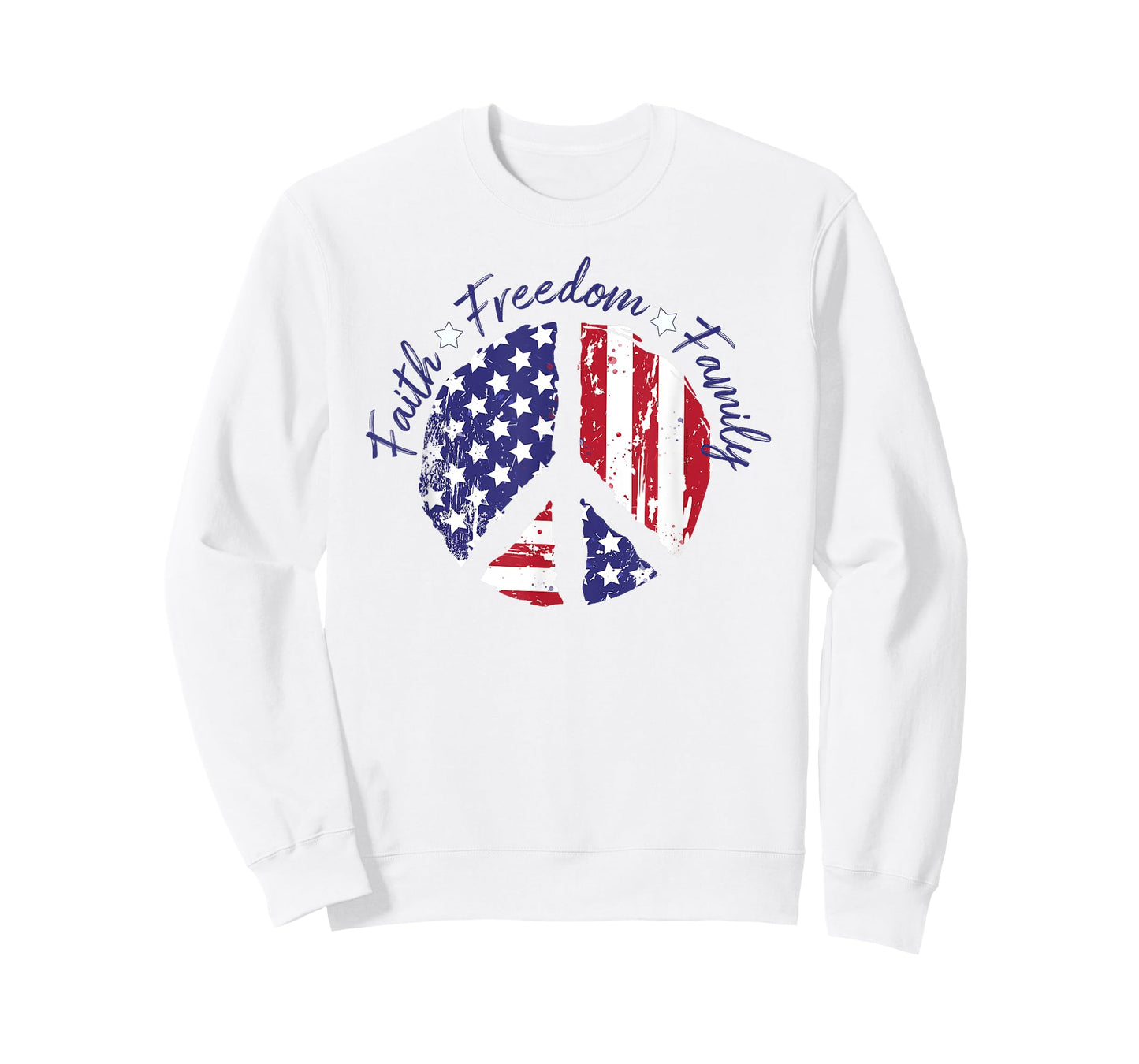 Patriotic Peace Sign USA Flag Faith Freedom Family T-Shirt