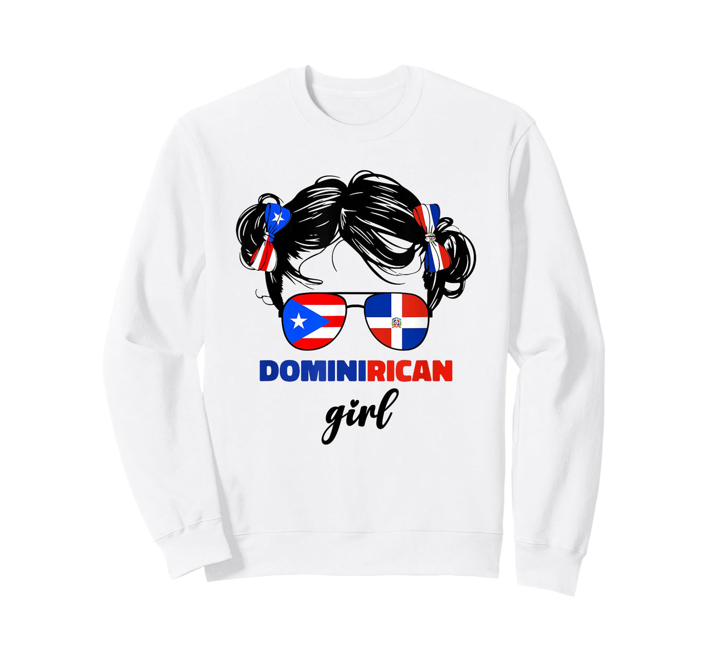 DominiRican Girl Kids Dominican and Puerto Rican Rico Flag T-Shirt
