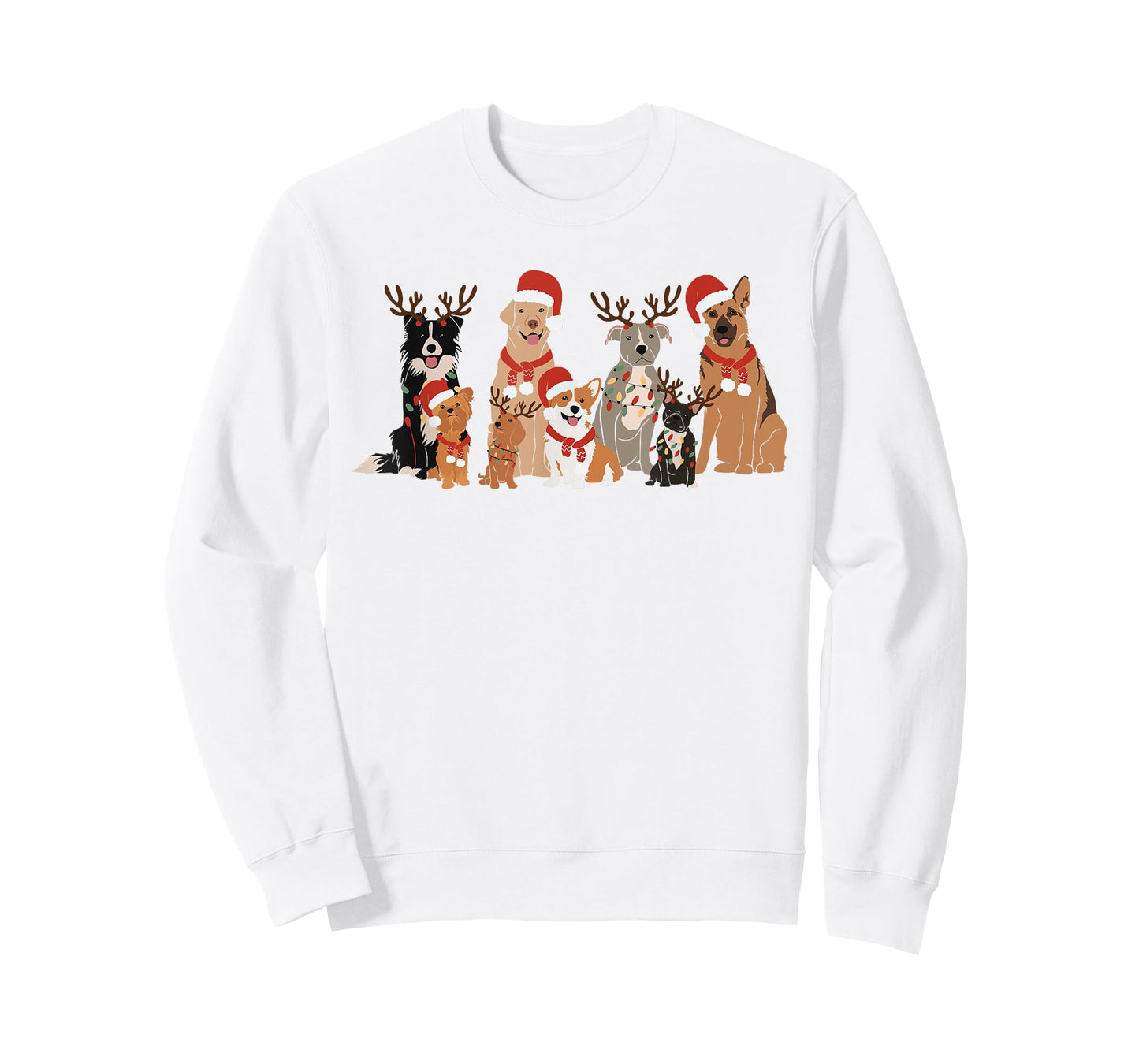 Womens Christmas Dogs Squad Reindeer Santa Lights Dog Owner T-Shirt