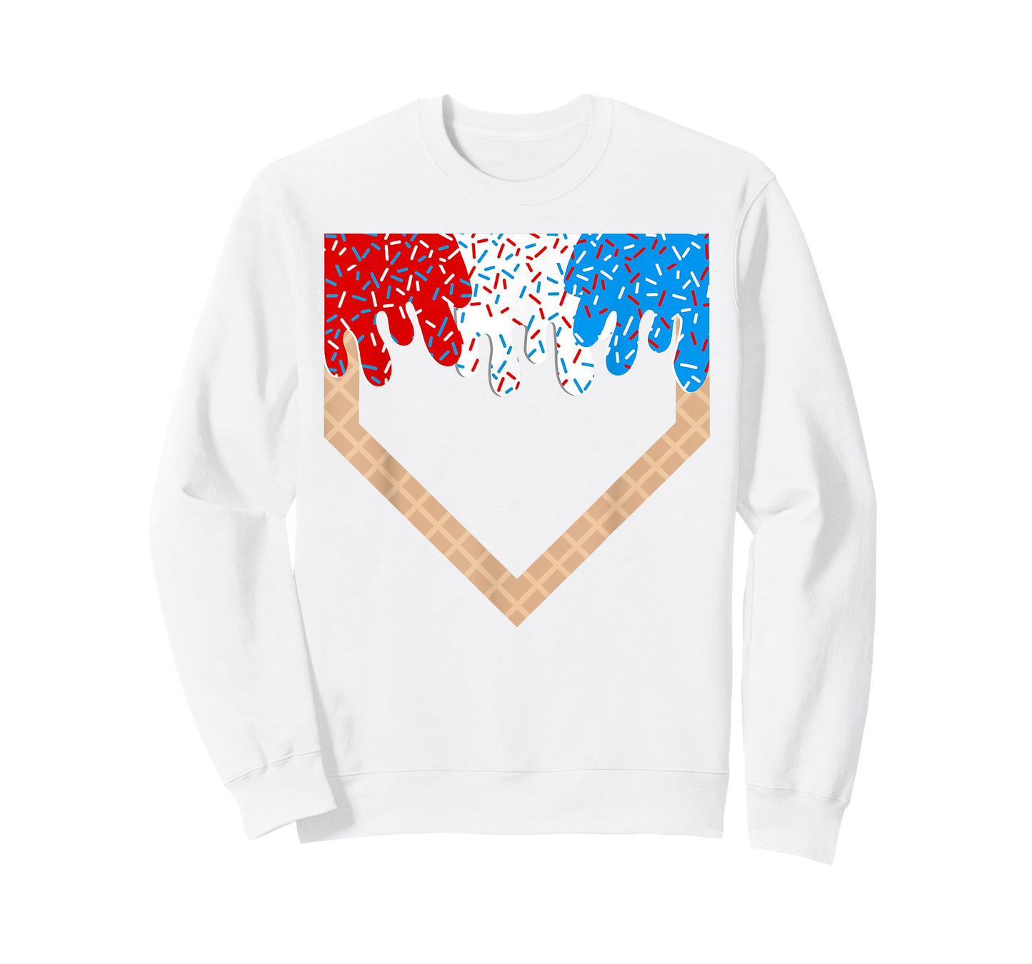 Red White and Blue Baseball Drip Ice Cream Sprinkles Boys T-Shirt