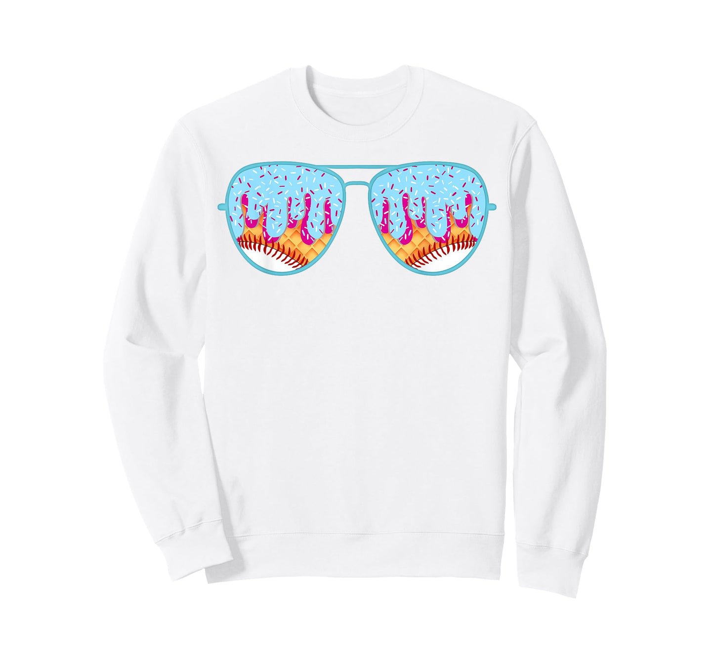 Baseball Sunglasses Ice Cream Drip With Sprinkles T-Shirt