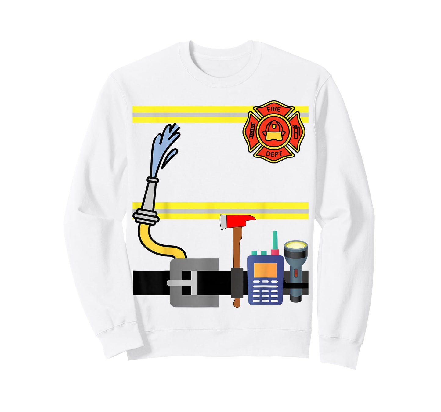 Boys Girl Men Kid Women's Fireman Firefighter Lazy Costume T-Shirt