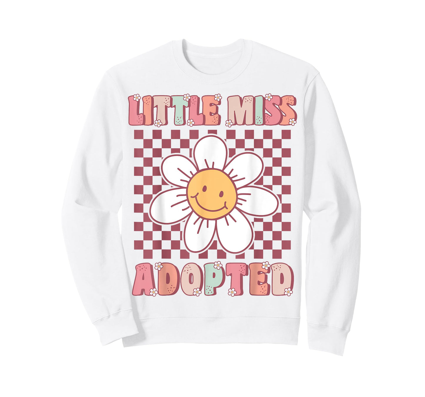 Little Miss Adopted Girls Cute Groovy Kids Adoption Day T-Shirt