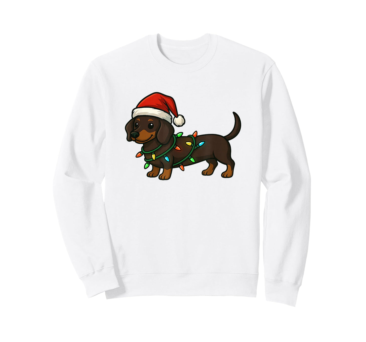 Cute Dachshund Dog with Santa Hat Funny Christmas Xmas Gift T-Shirt