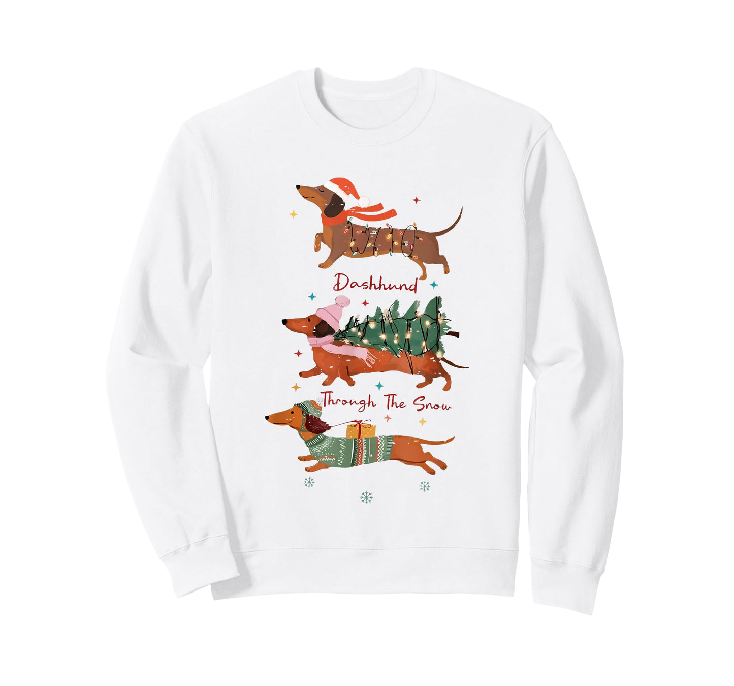 Funny Weiner Dog Dachshund Through The Snow Merry Christmas T-Shirt