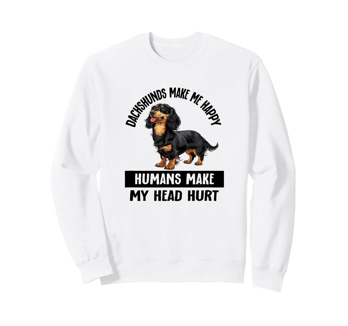 Mens Womens Funny Happy Black Long Haired Dachshund Lover T-Shirt