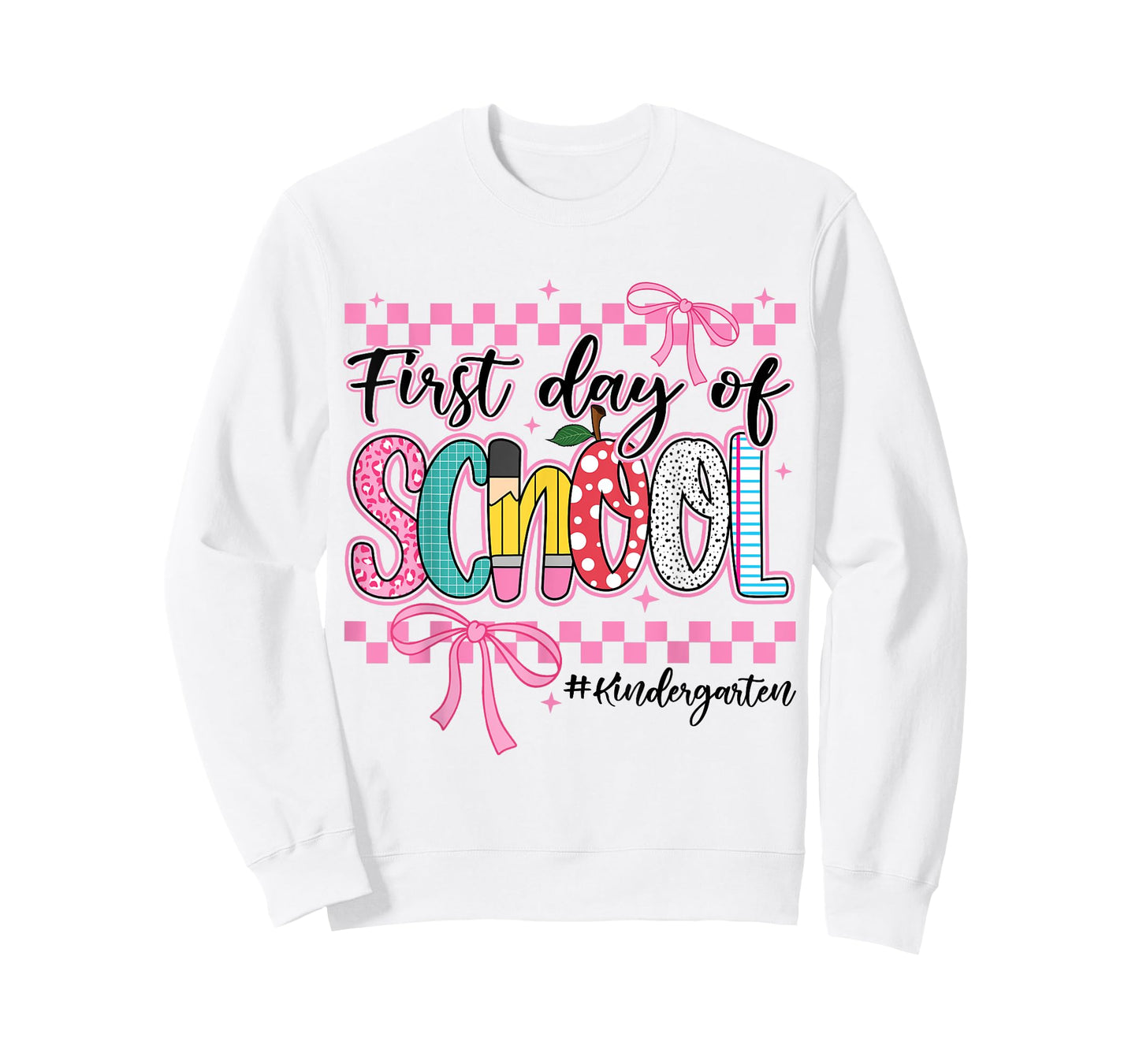 First Day of Kindergarten Kids Girl Bow Back To School Retro T-Shirt