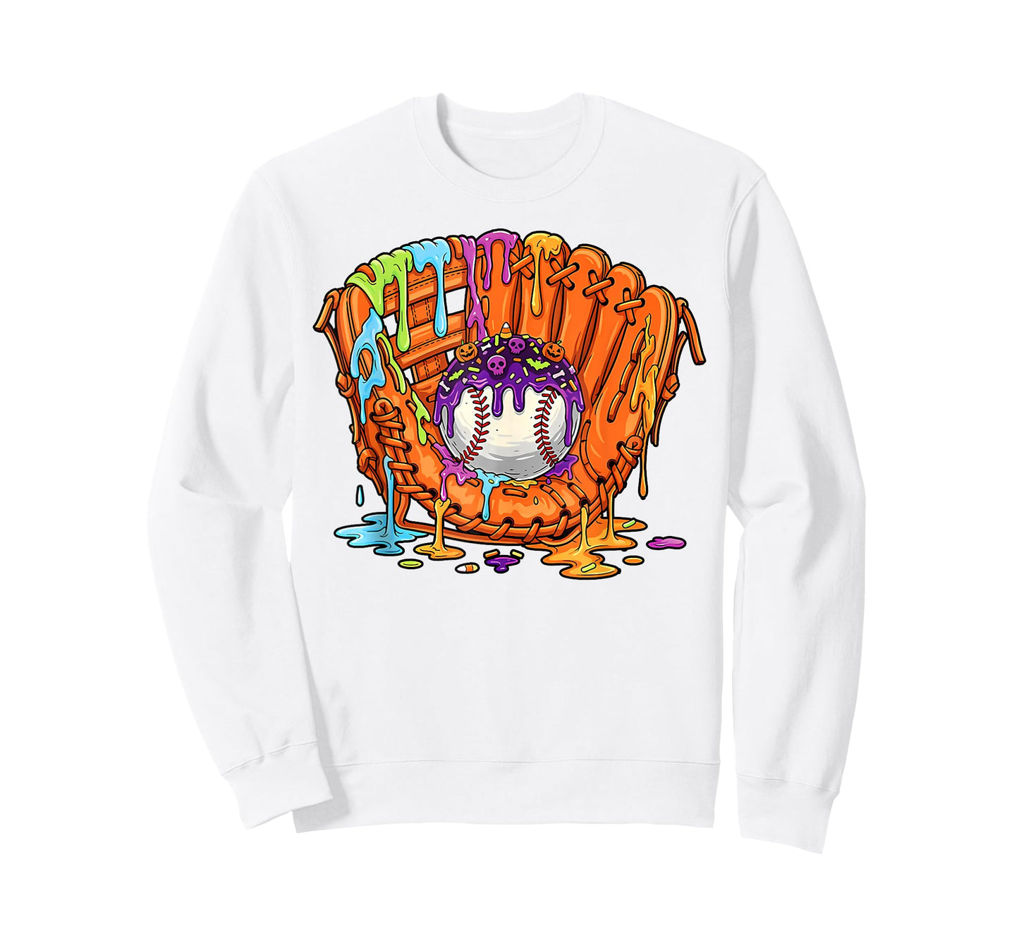 Baseball Glove Halloween Ice Cream Drip Men Boys Kids T-Shirt