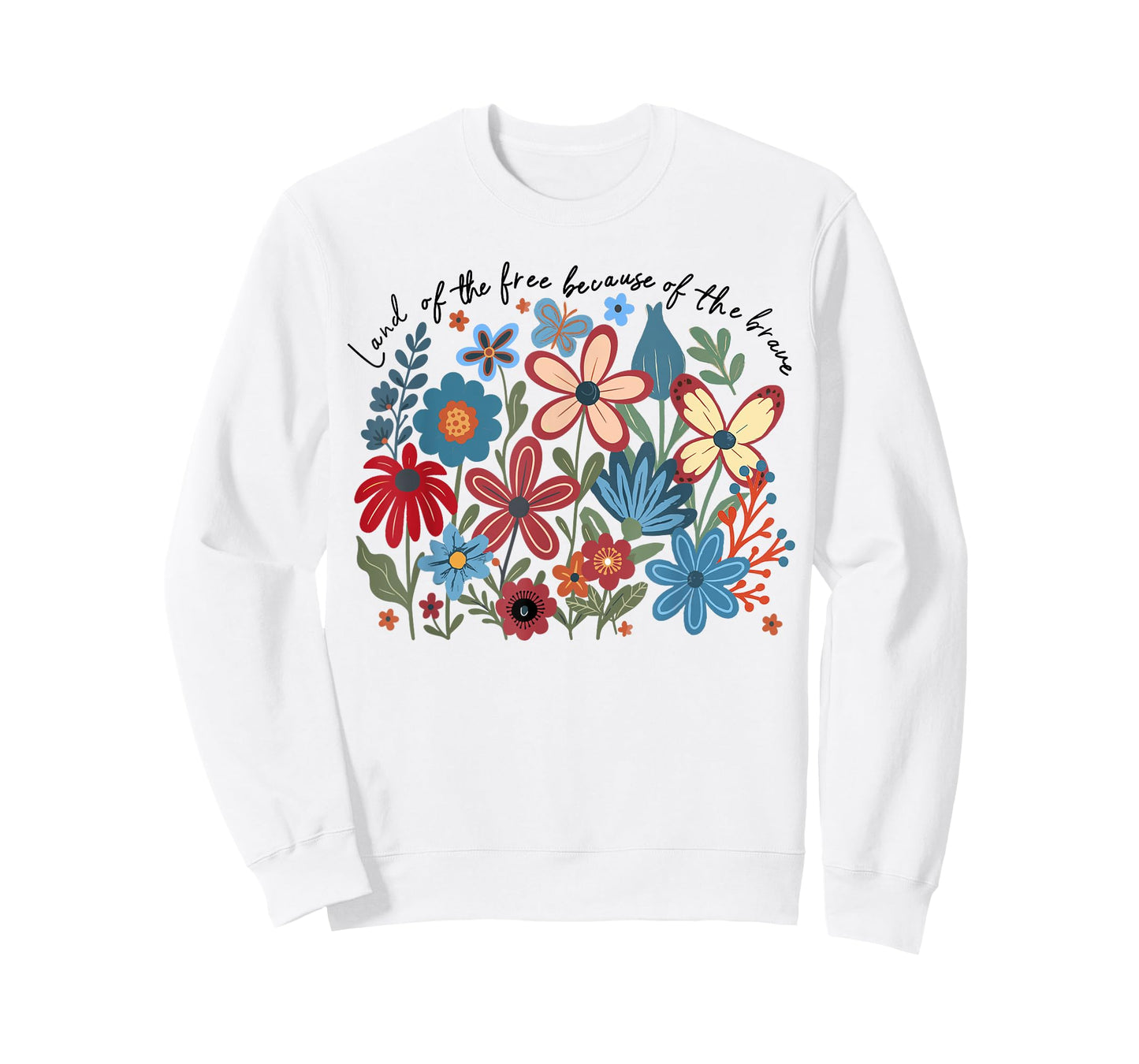 Land Of Free Because Of The Brave 4th Of July Boho Floral T-Shirt