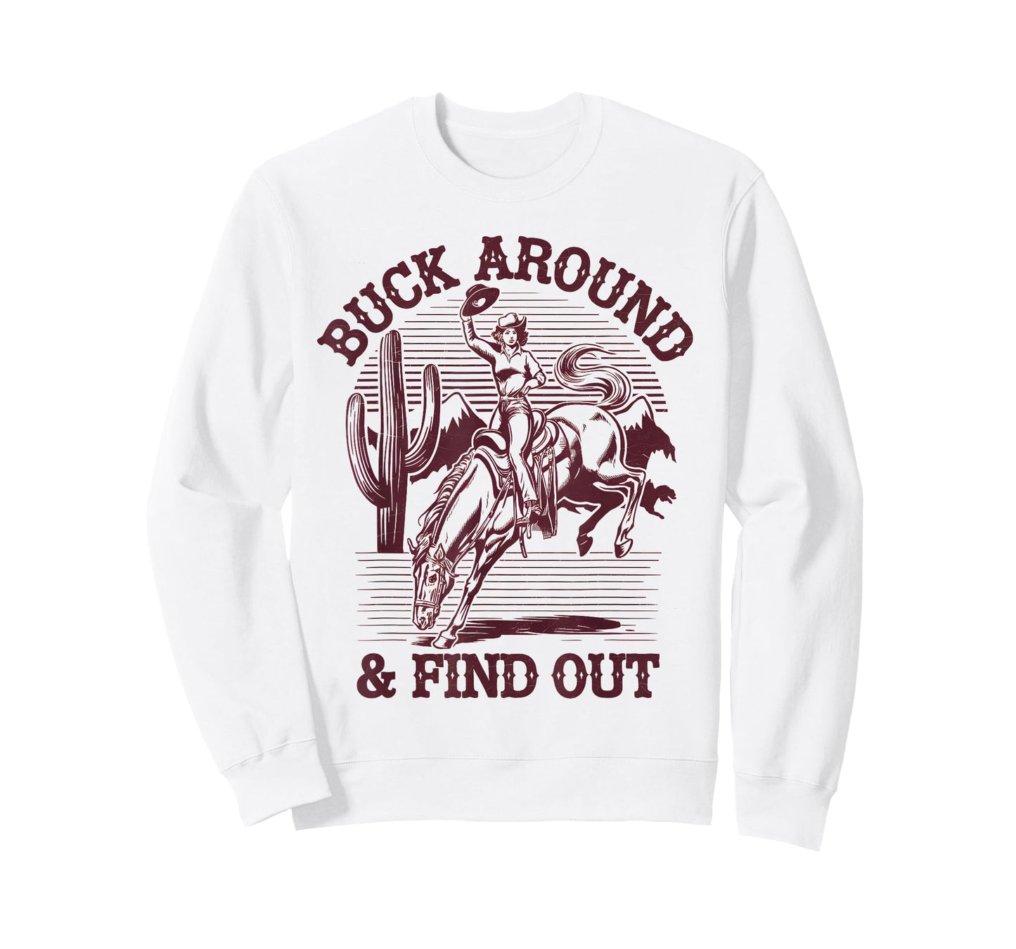 Funny Western Cowboy Apparel Desert Western Retro Vintage Cowboy Buck Around and Find Out Country T-Shirt Grey Small