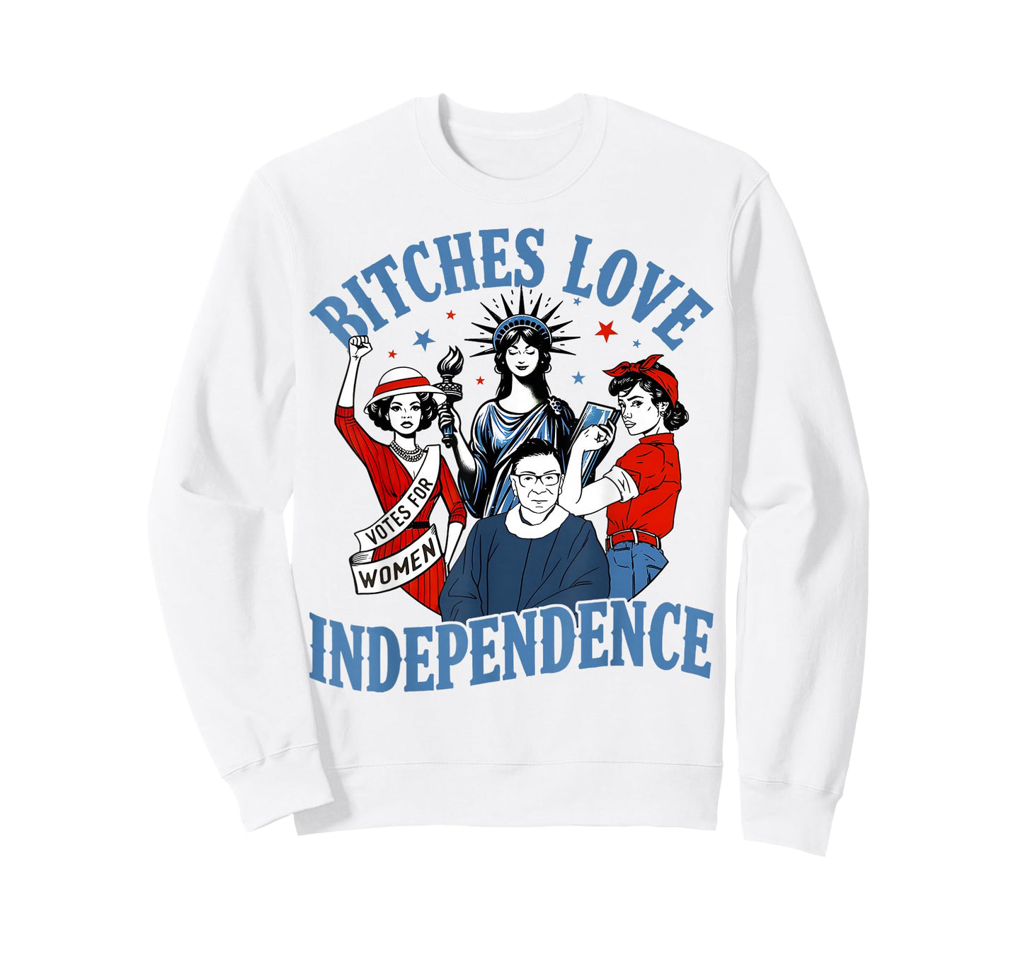 Bitches Love Independence Funny Women 4th Of July Retro T-Shirt
