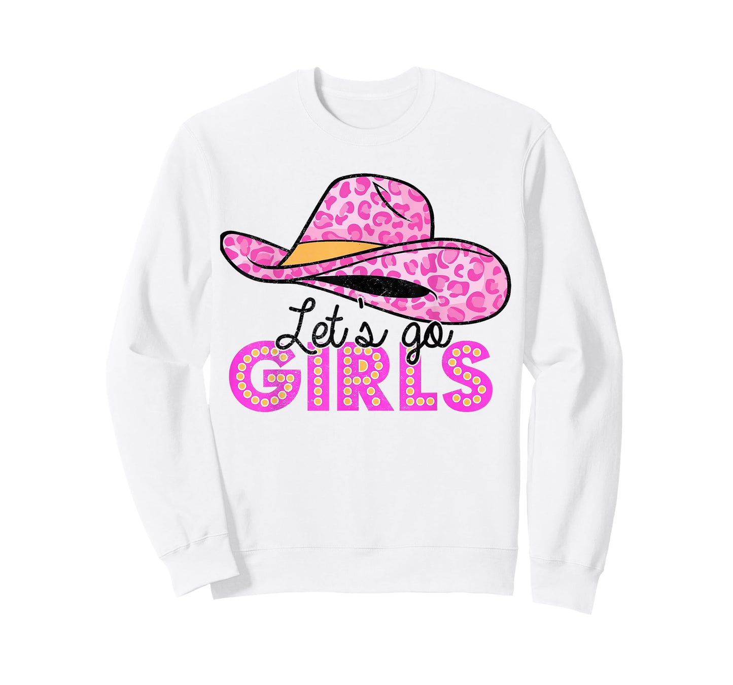 Leopard Cowboy Hat Let's Go Cowgirls Girls Western Country T-Shirt