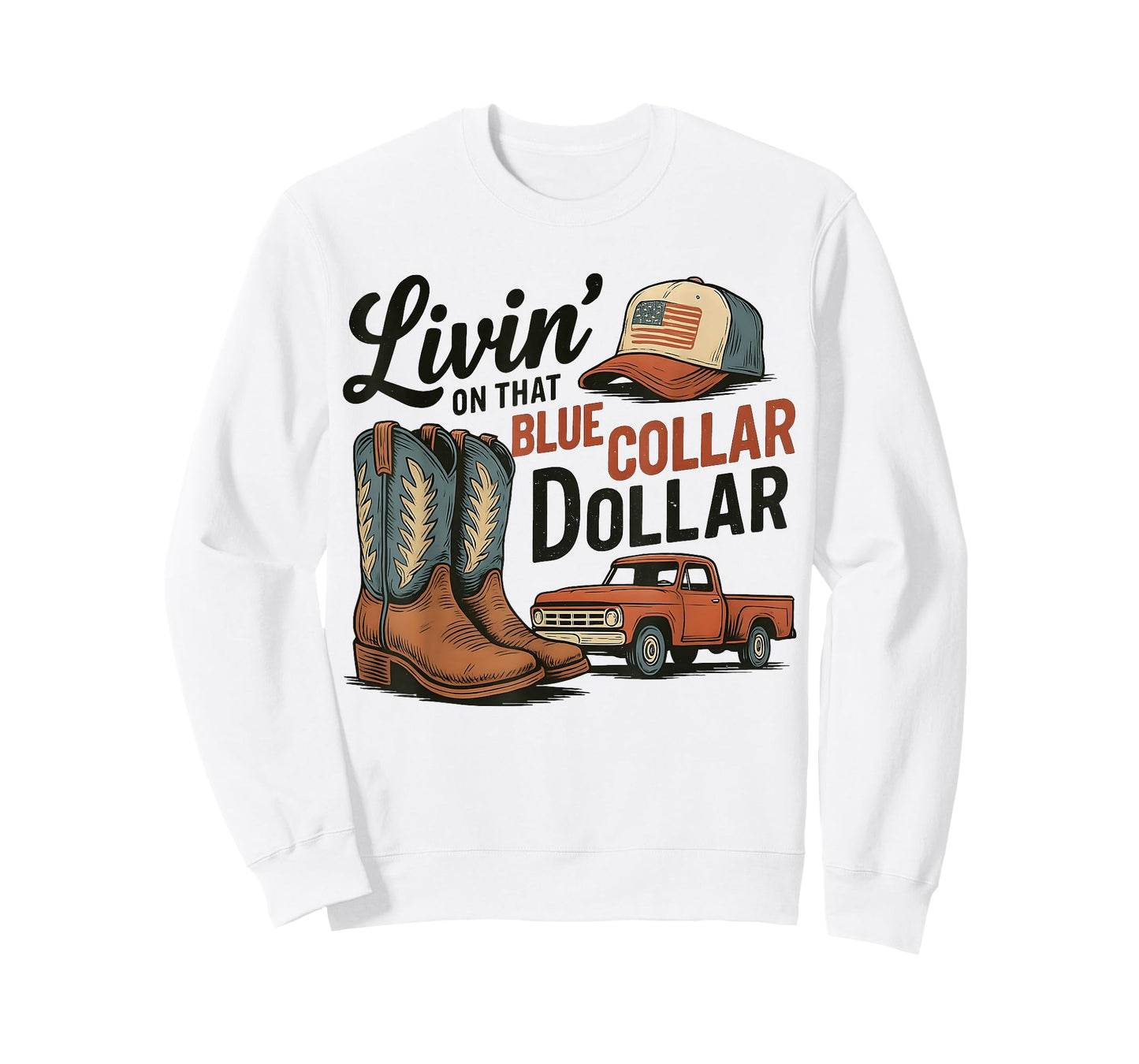 Blue Collar Dollar Country Boots and Truck Western T-Shirt