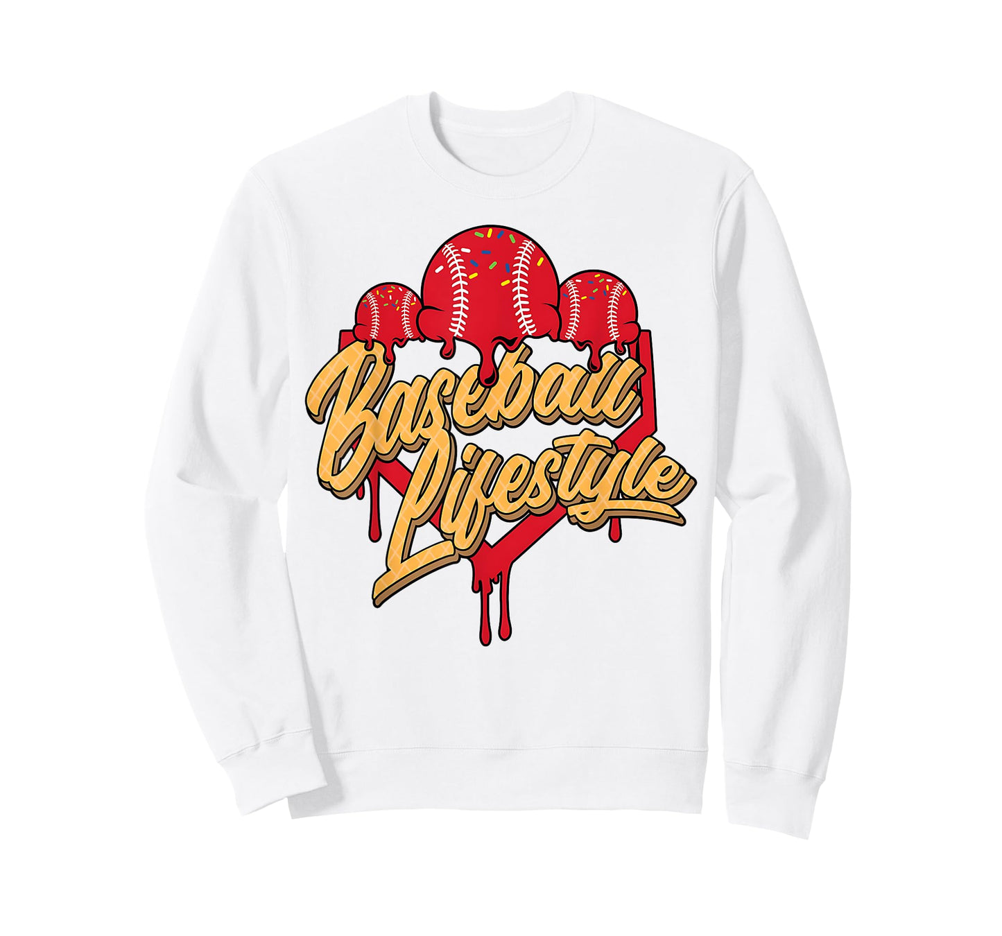 Baseball Lifestyle Home Plate Ice Cream Drip Men Boys Youth T-Shirt