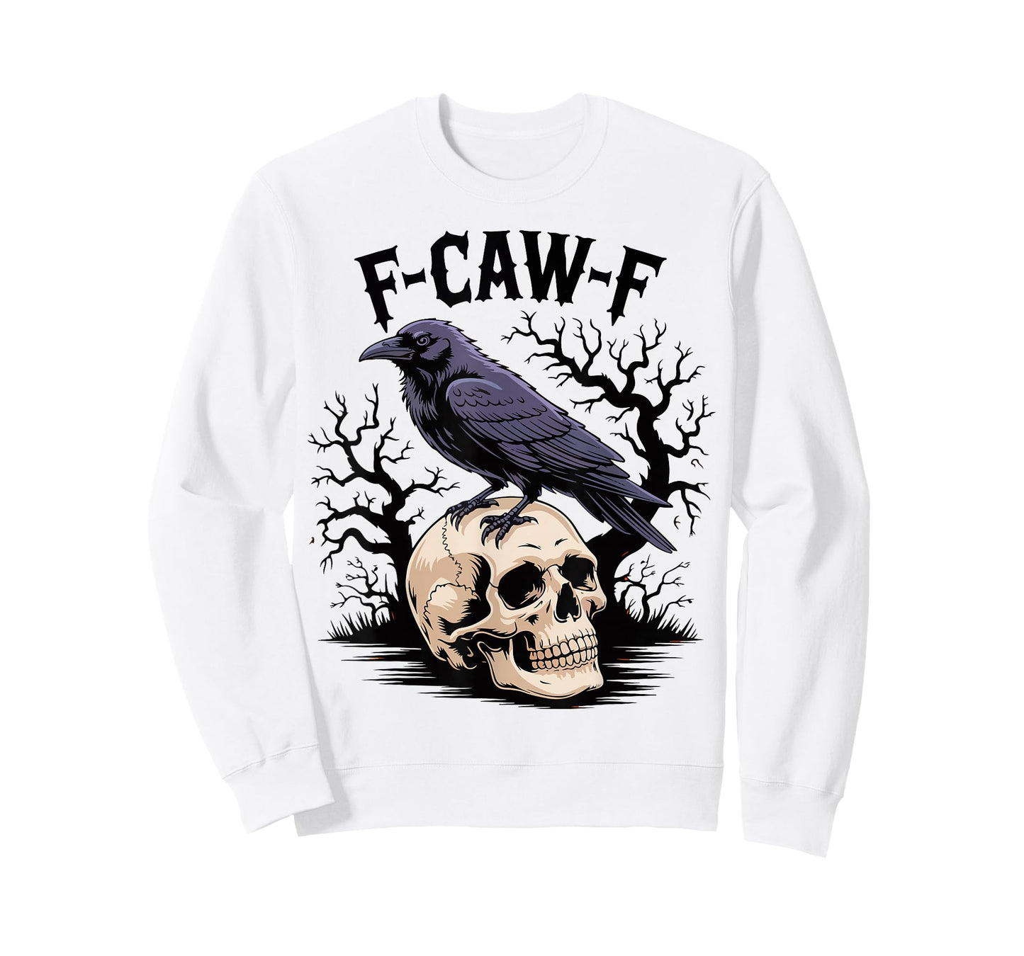 Halloween F Caw F Black Bird F-Caw-F Crow Women Men Spooky T-Shirt