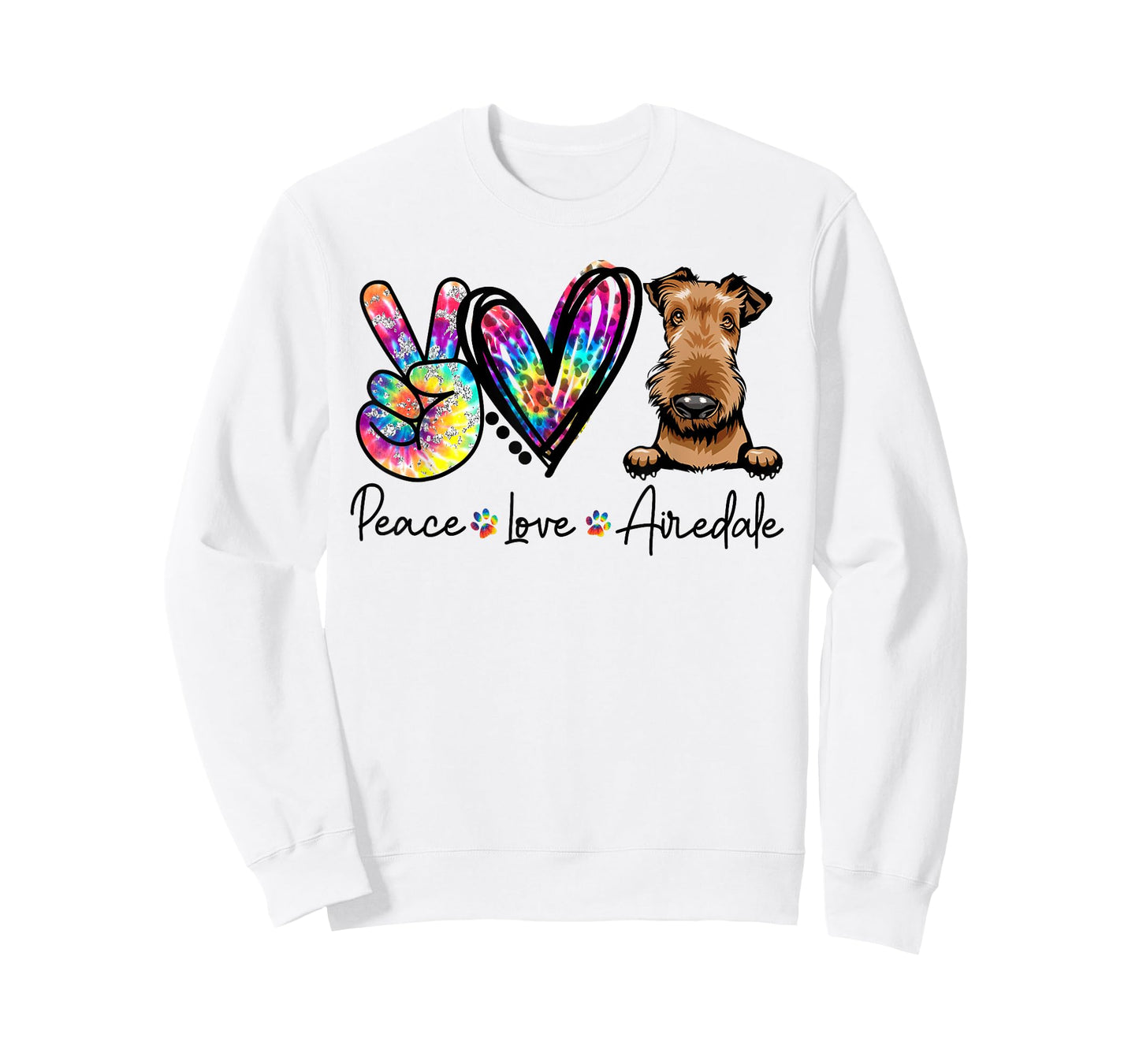 Peace Love Airedale Funny Tie Dye Dog Lovers Men Women Girls Kids T-Shirt