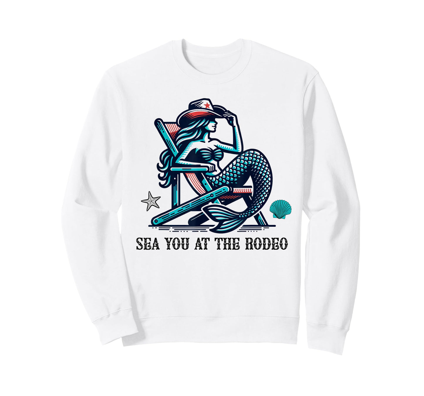 Sea You At The Rodeo Mermaid and Cowboy Hat Summer Beachy T-Shirt