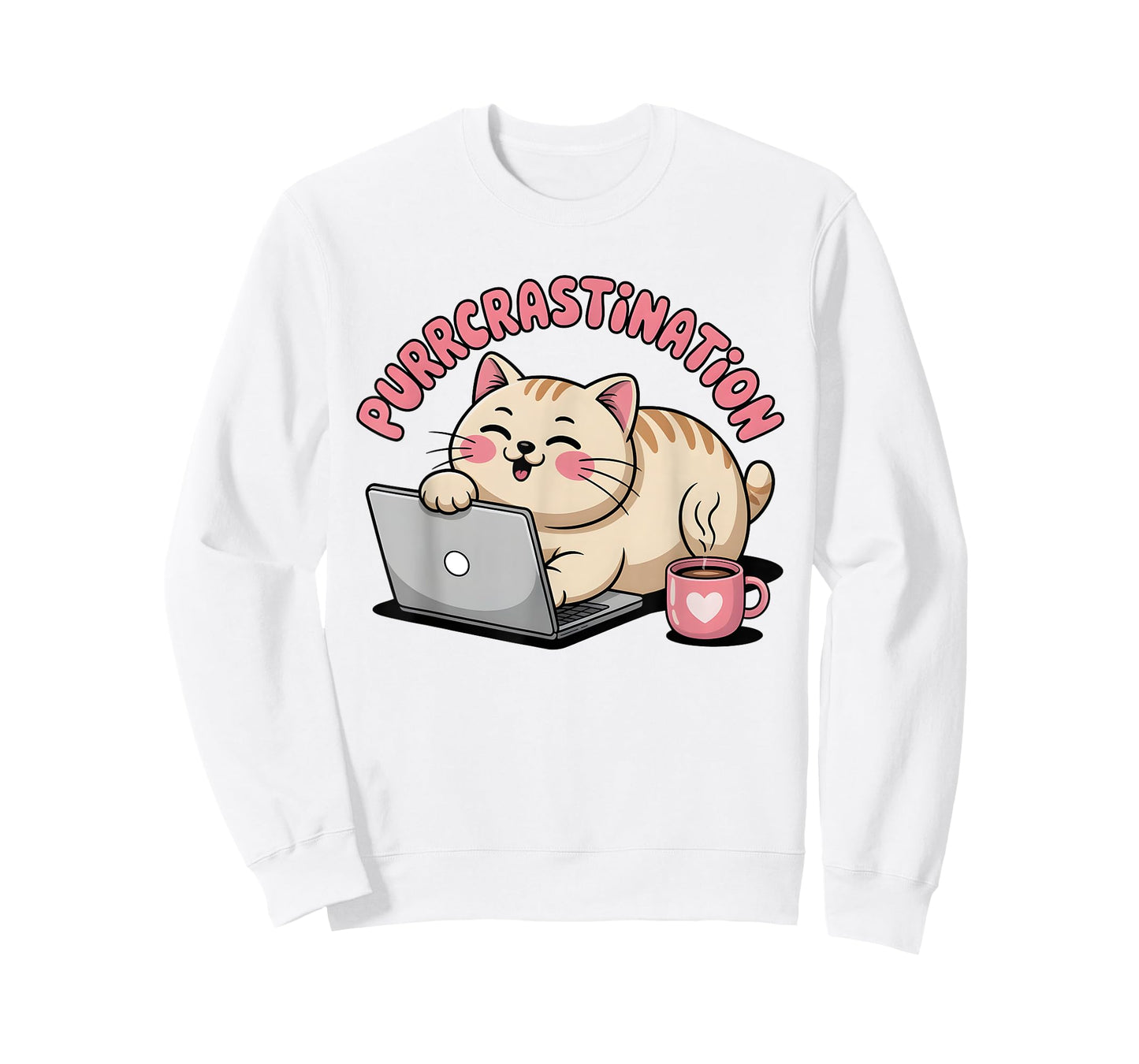 Purrcrastination Funny Cat Laptop Humor T-Shirt
